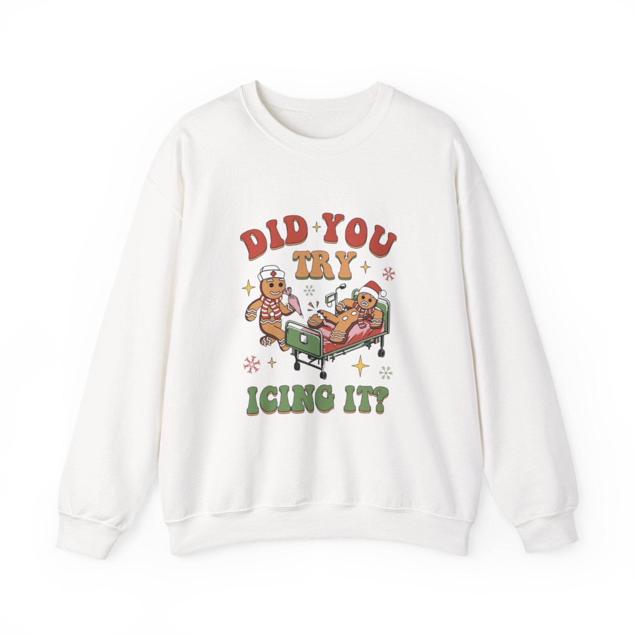 Holiday Gingerbread Sweatshirt — "Did You Try Icing It?" Cozy Christmas Crewneck by Printify