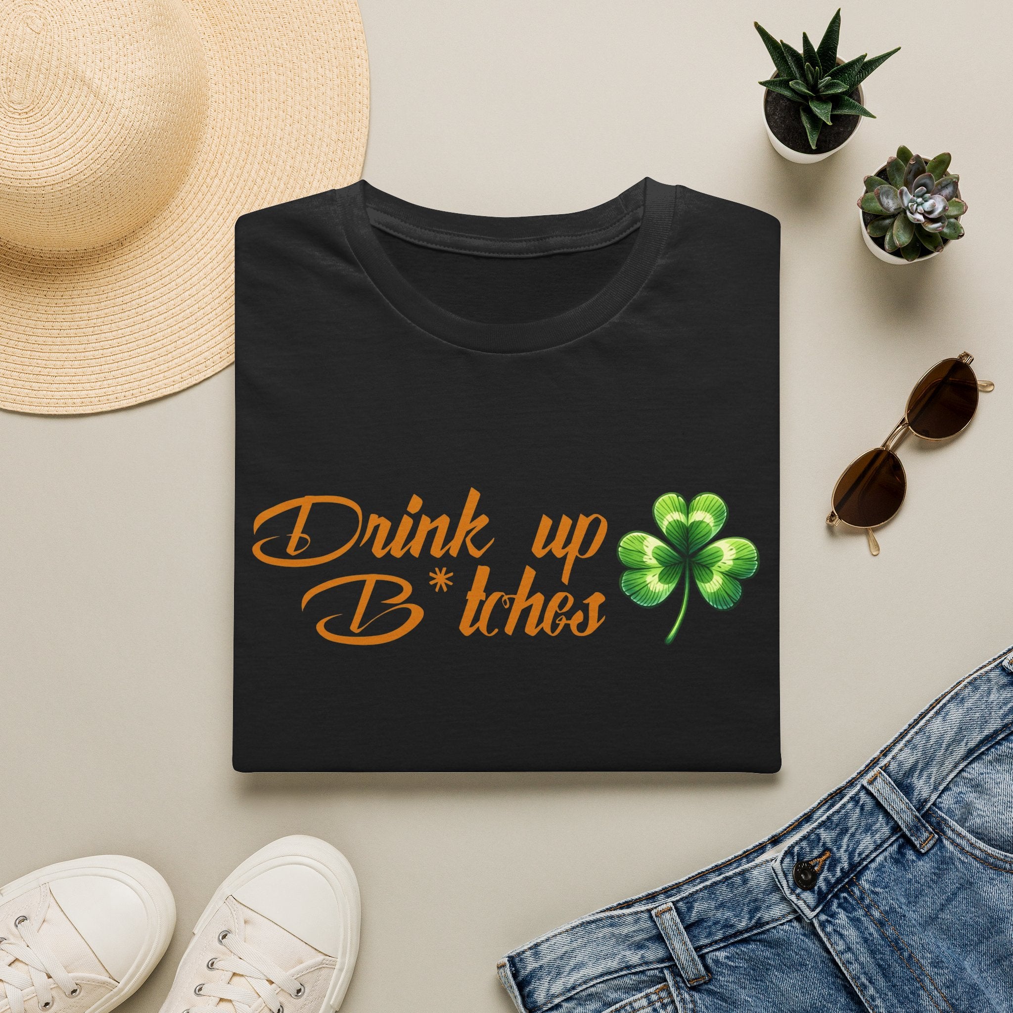 T-Shirt — "Drink Up B*tches" St. Patrick’s Day Shamrock Party Tee by Printify