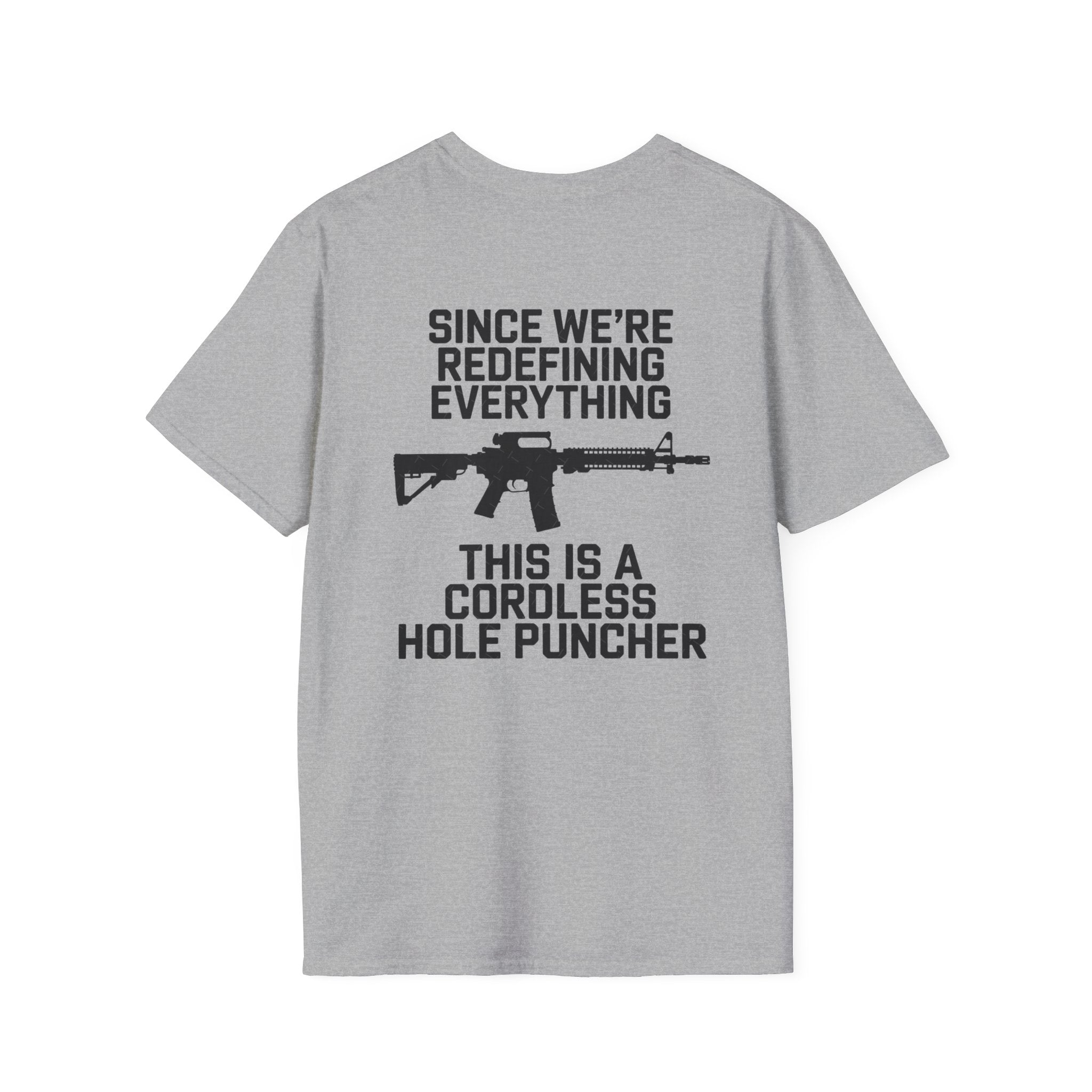 T-Shirt — 'Redefining' Rifle Graphic Pocket Tee by Printify