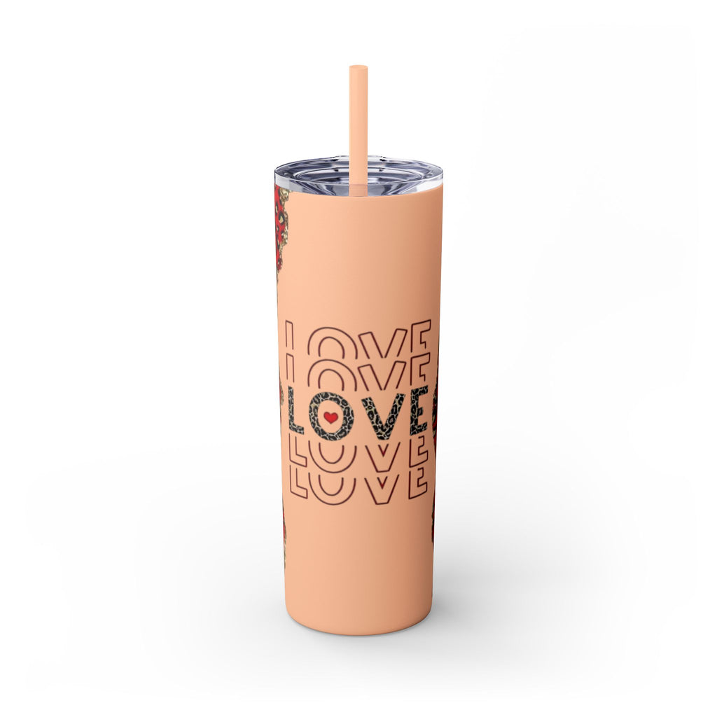 Love love Skinny Tumbler with Straw, 20oz by Printify