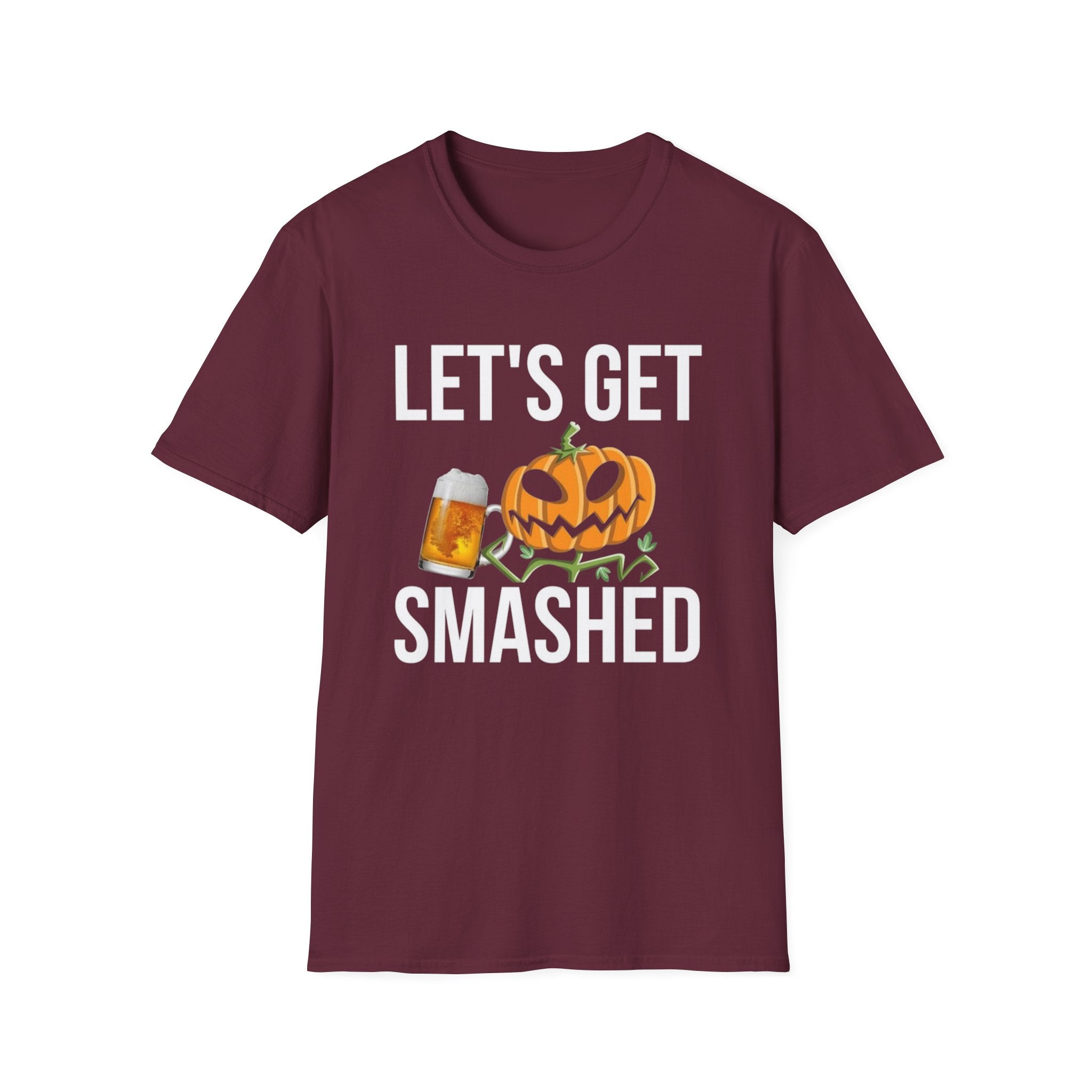 Halloween "Let's Get Smashed" T-Shirt — Pumpkin & Beer Party Tee by Printify