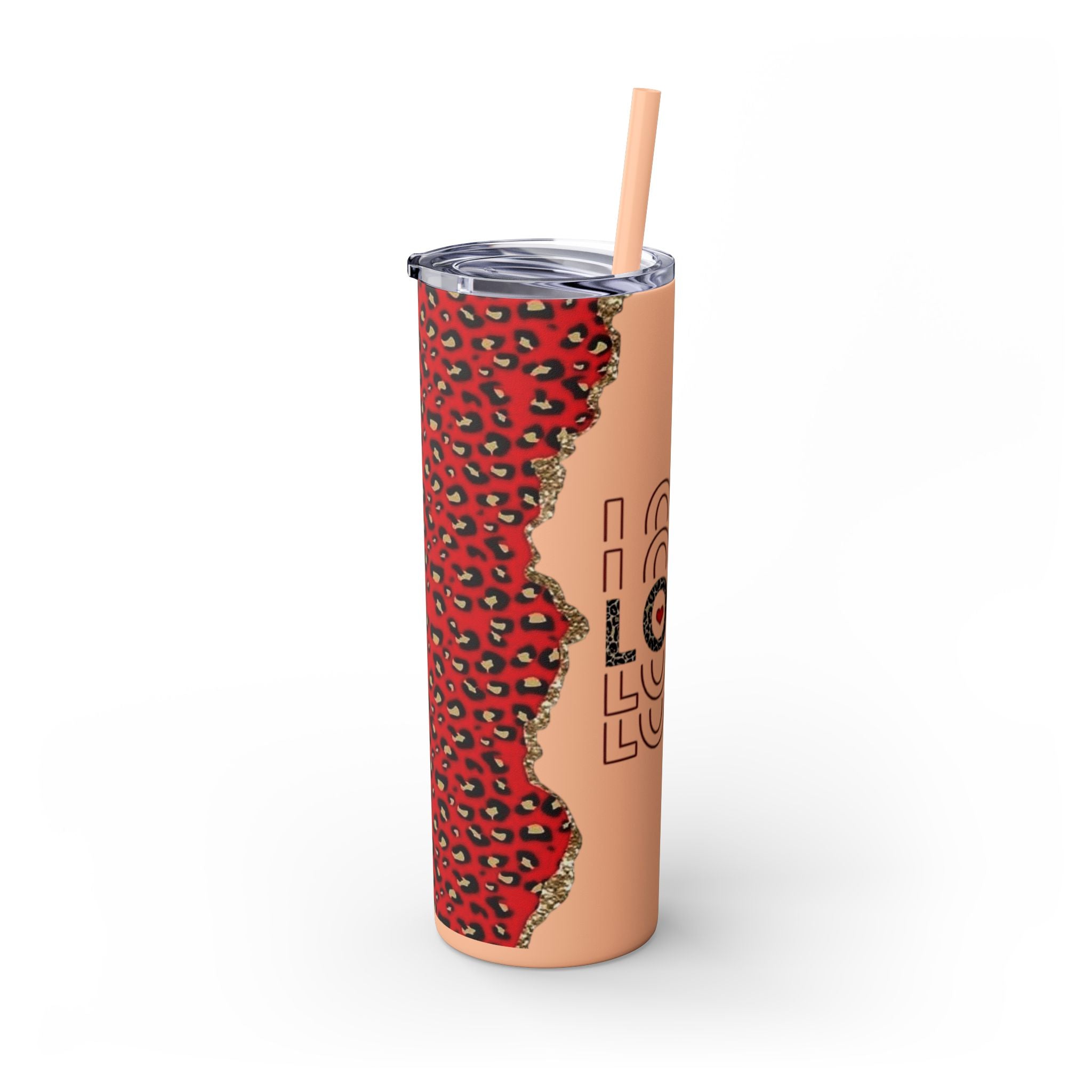 Love love Skinny Tumbler with Straw, 20oz by Printify