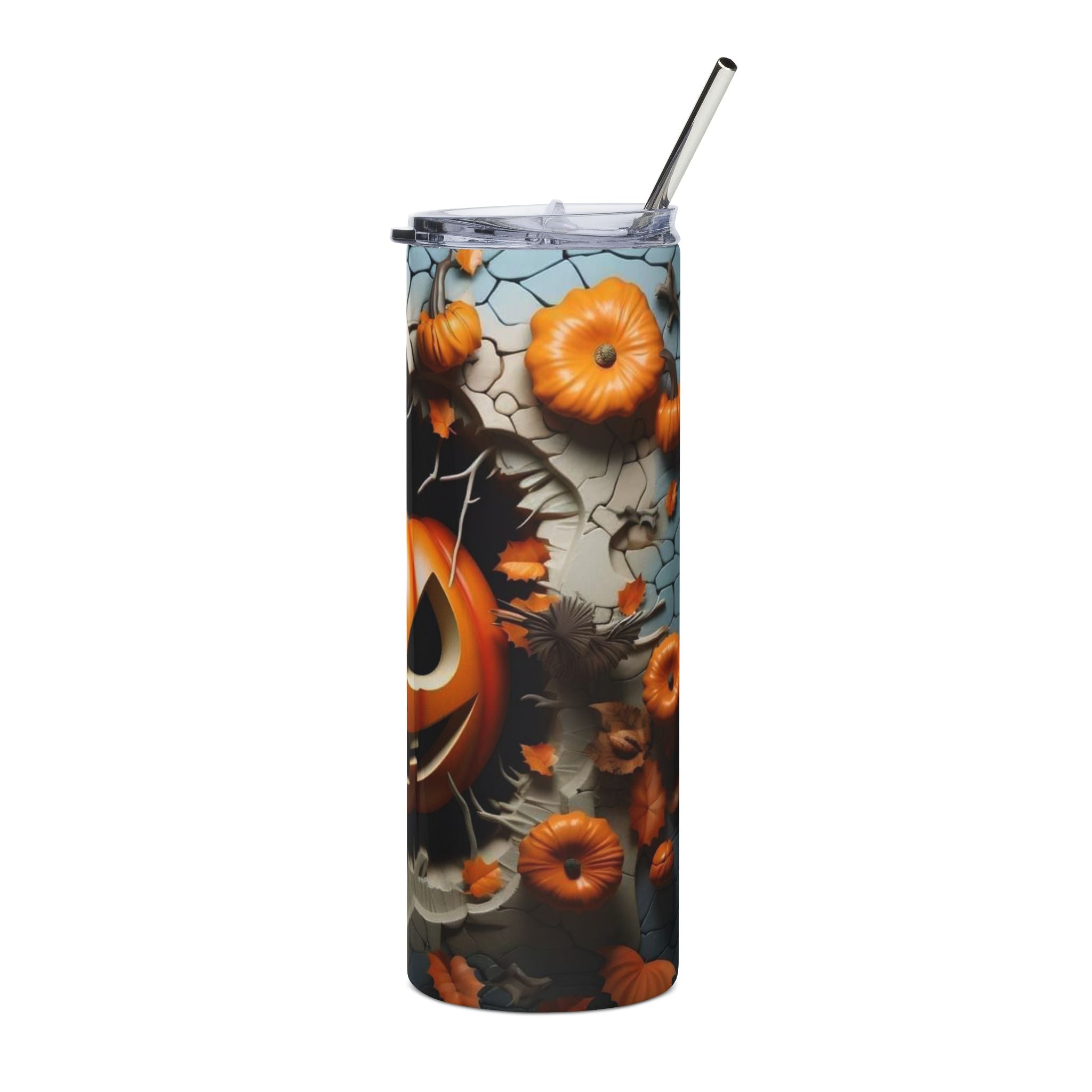 20oz Stainless Tumbler – Halloween Jack-O'-Lantern Pumpkin Travel Cup by Printify
