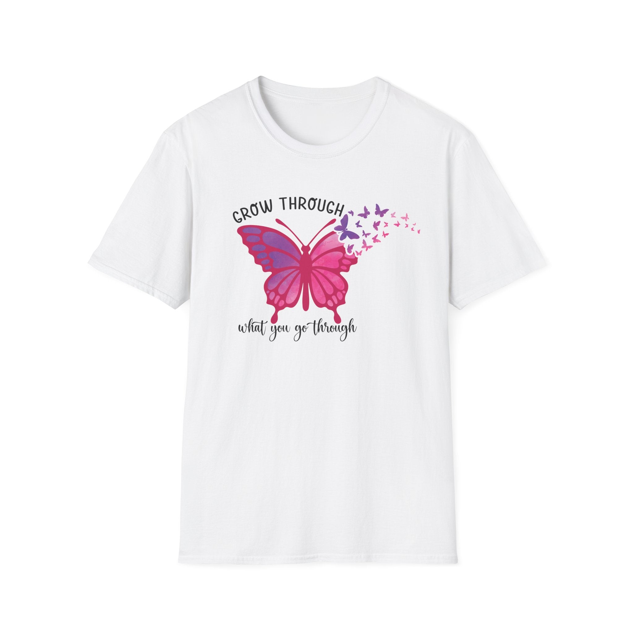 Grow Through What You Go Through Butterfly T-Shirt — Inspirational Women's Tee by Printify