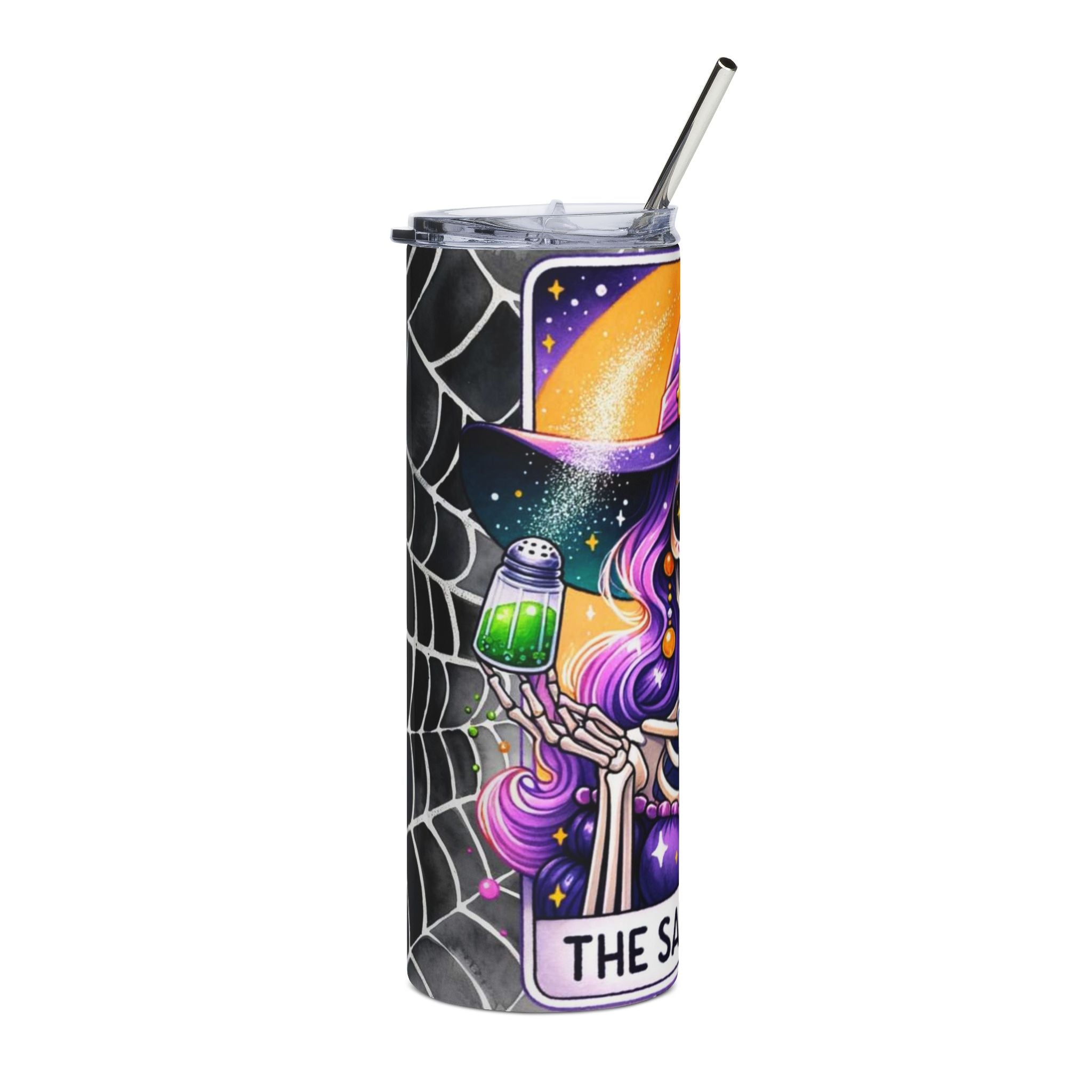 20oz Tumbler — Witch Sugar Skull Boba Tea Stainless Steel Travel Cup by Printify
