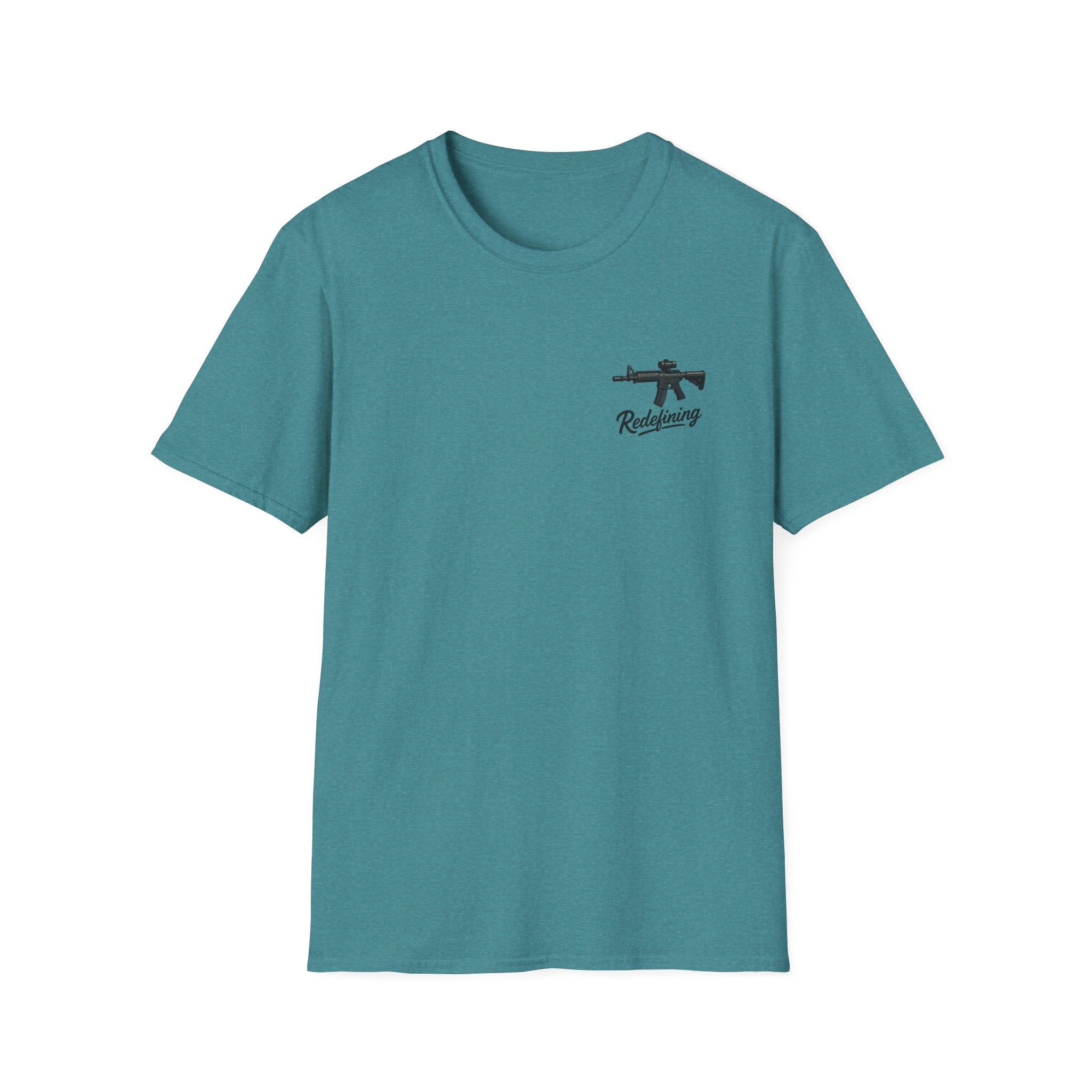 T-Shirt — 'Redefining' Rifle Minimalist Graphic Tee by Printify