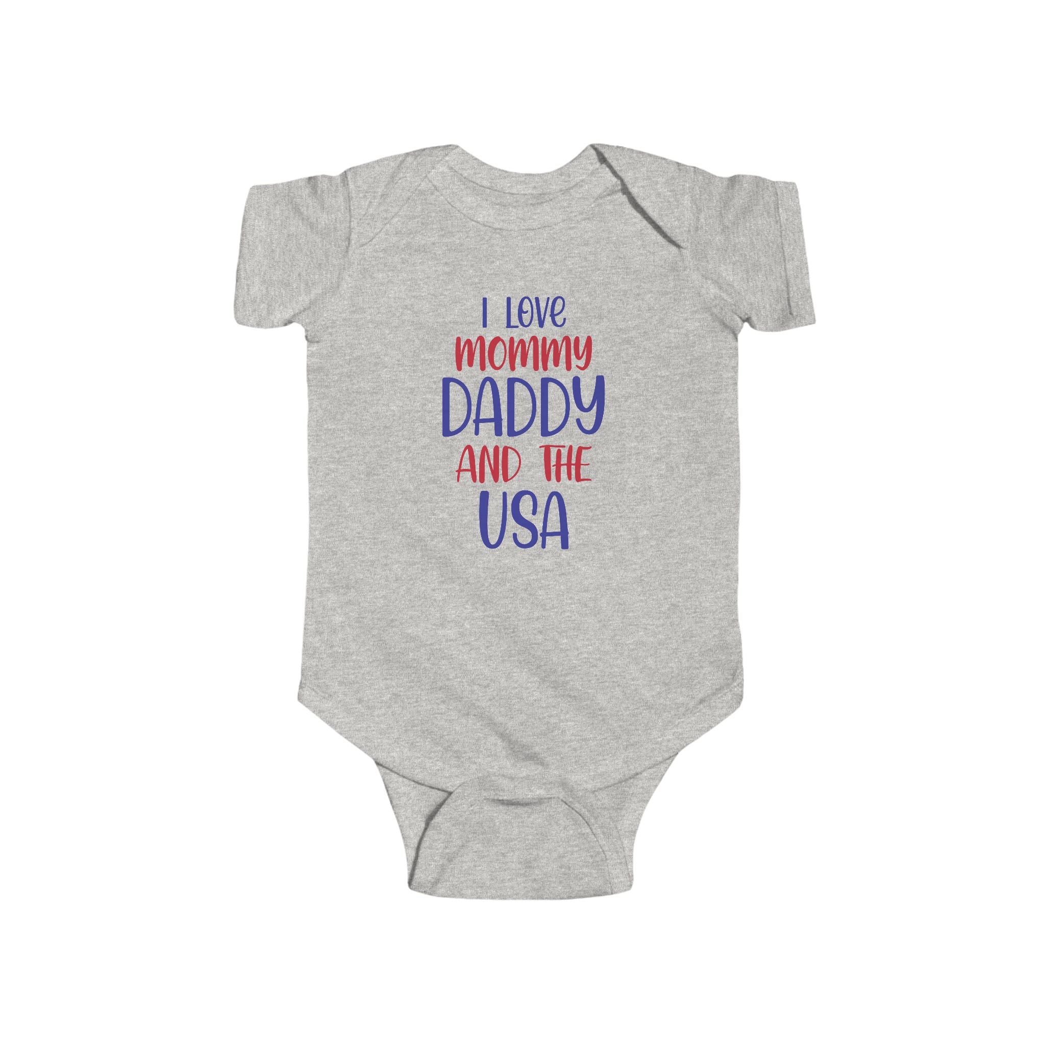 I Love Mommy Daddy and the USA Infant Bodysuit, Baby Gift, Toddler Clothing, Patriotic Baby Outfit, 4th of July Outfit, Cute Baby Clothes by Printify