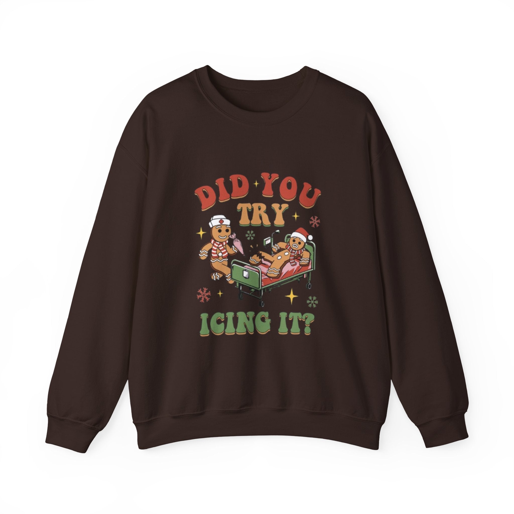 Holiday Gingerbread Sweatshirt — "Did You Try Icing It?" Cozy Christmas Crewneck by Printify