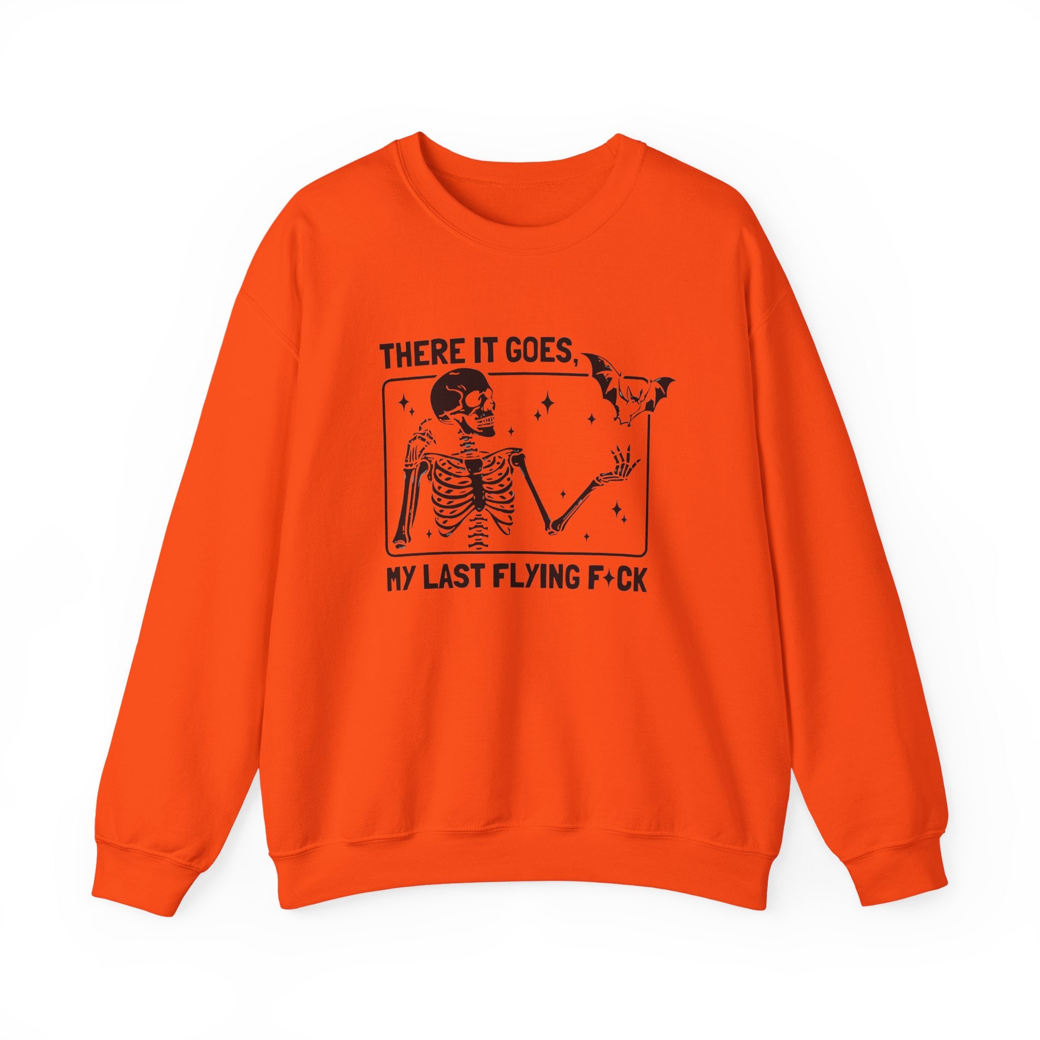 Crewneck Sweatshirt — "There It Goes, My Last Flying F*ck" Skeleton Graphic by Printify