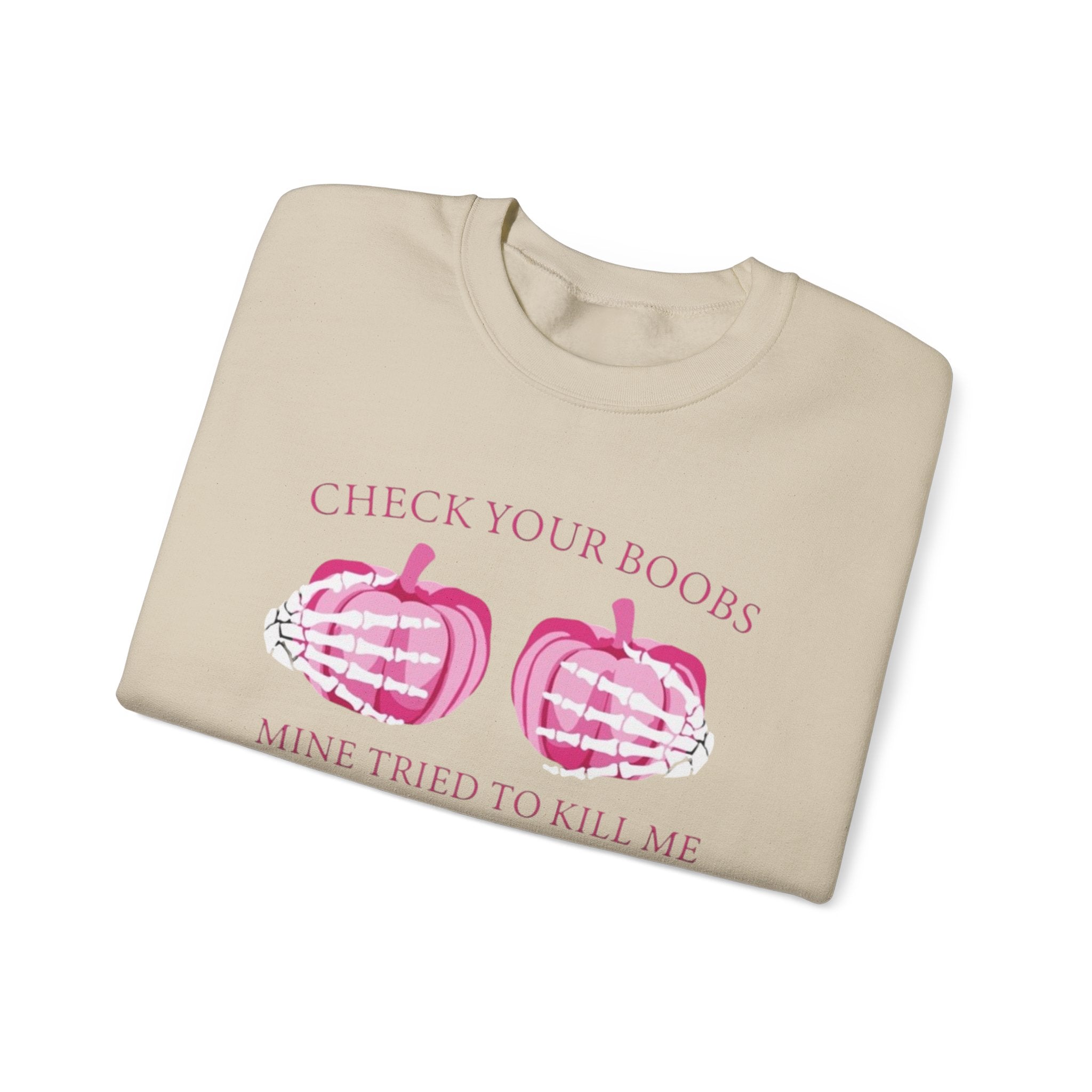 Breast Cancer Awareness Sweatshirt - Check Your Boobs by Printify
