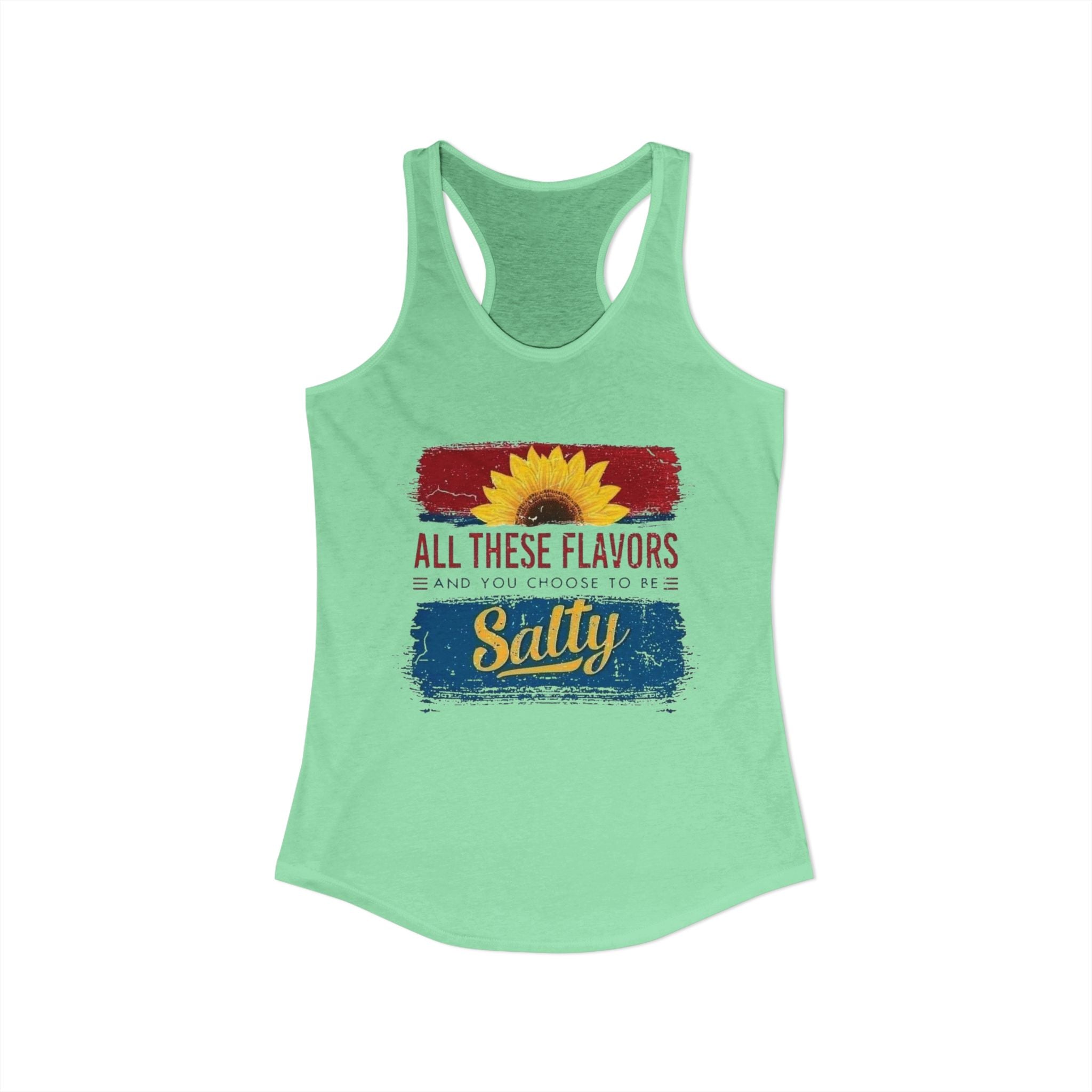 Salty Flavors Racerback Tank Top, Casual Summer Shirt, Beach Wear, Gift for Friends, Fun Party Top, Outdoor Activities by Printify