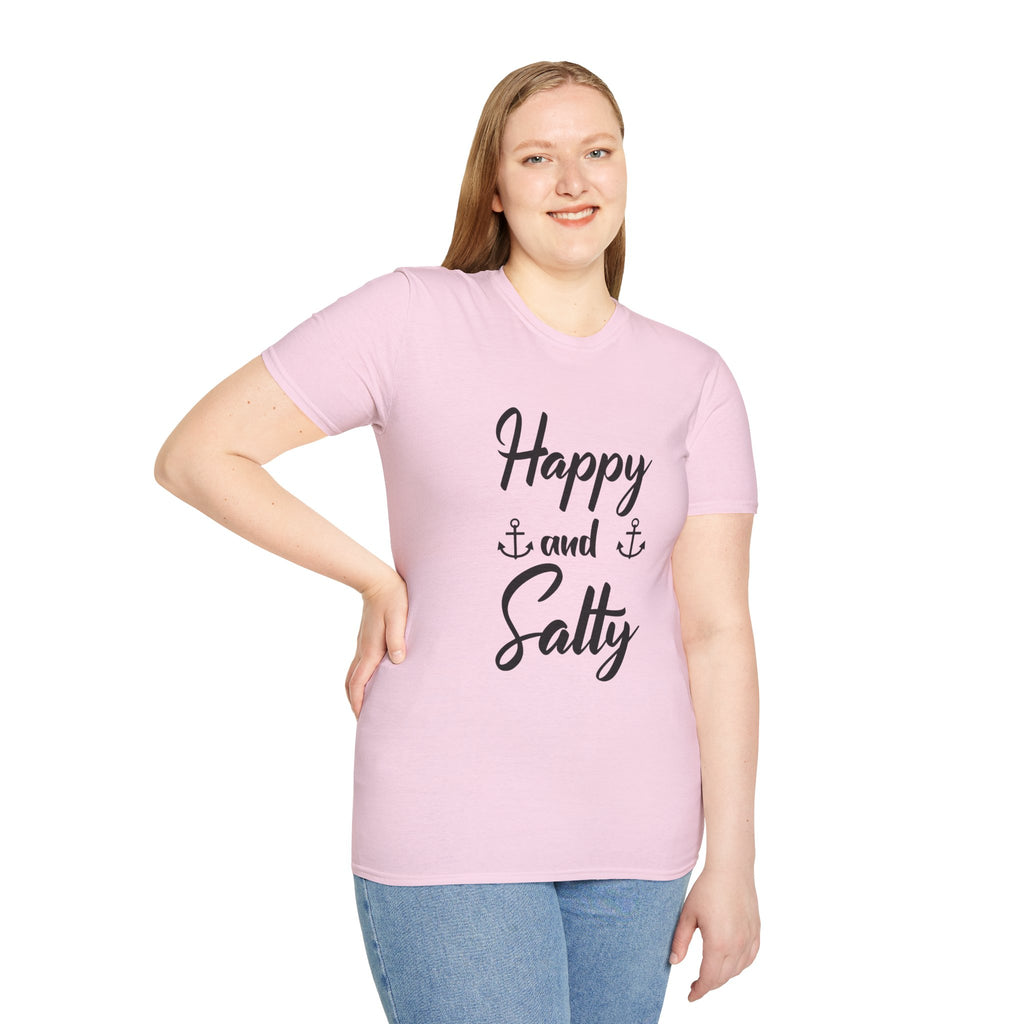 Happy and Salty T-Shirt — Nautical Anchor Graphic Tee by Printify