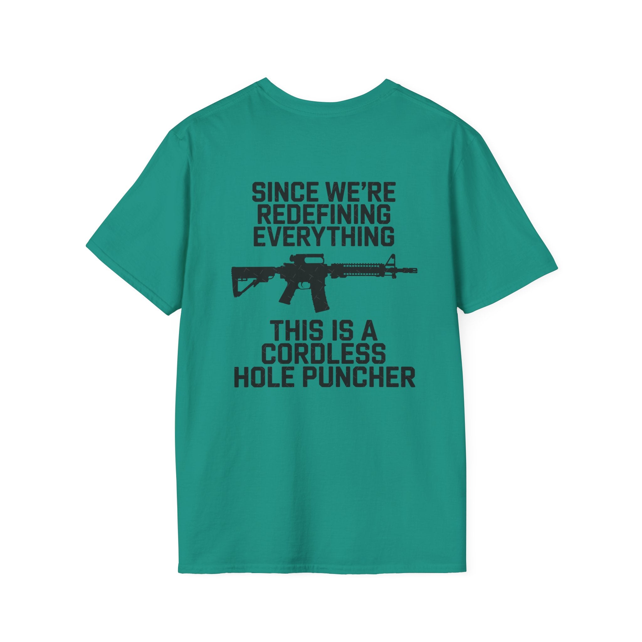 T-Shirt — 'Redefining' Rifle Minimalist Graphic Tee by Printify