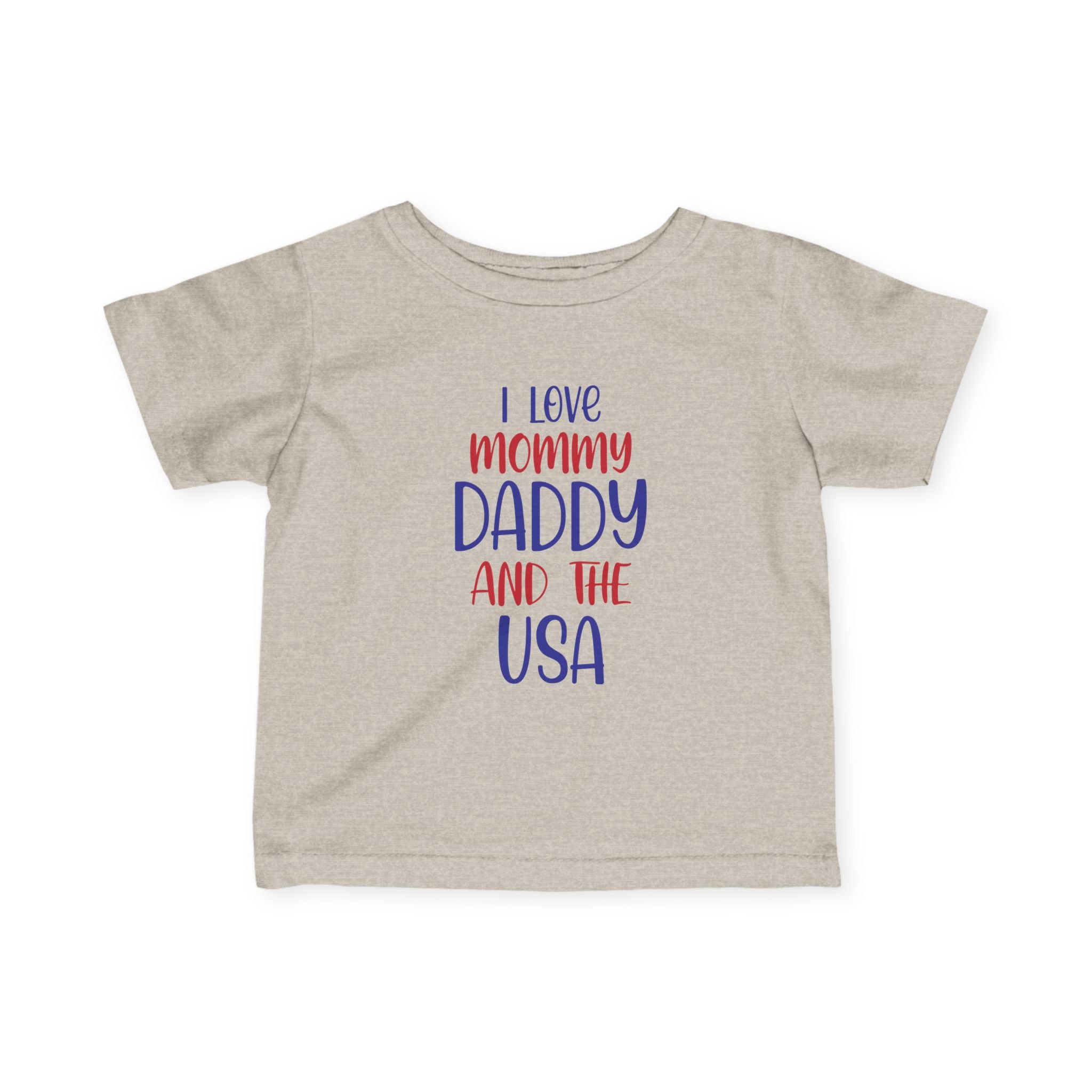 Infant USA Love Tee, Baby T-Shirt, Cute Baby Clothes, USA Holiday Outfit, Father's Day Gift, Family Celebration Shirt by Printify