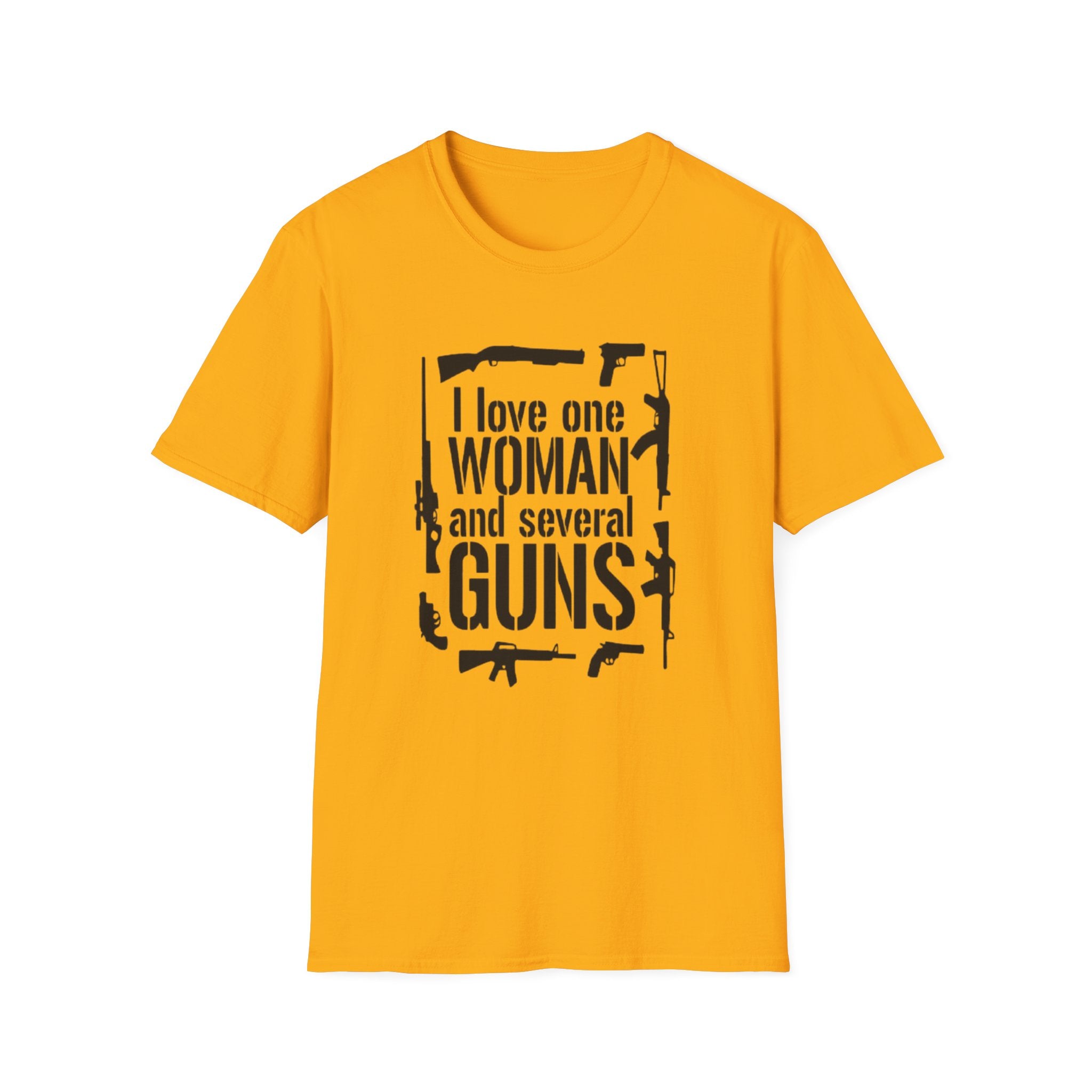 Gun Lover T-Shirt — "I Love One Woman and Several Guns" Graphic Tee by Printify