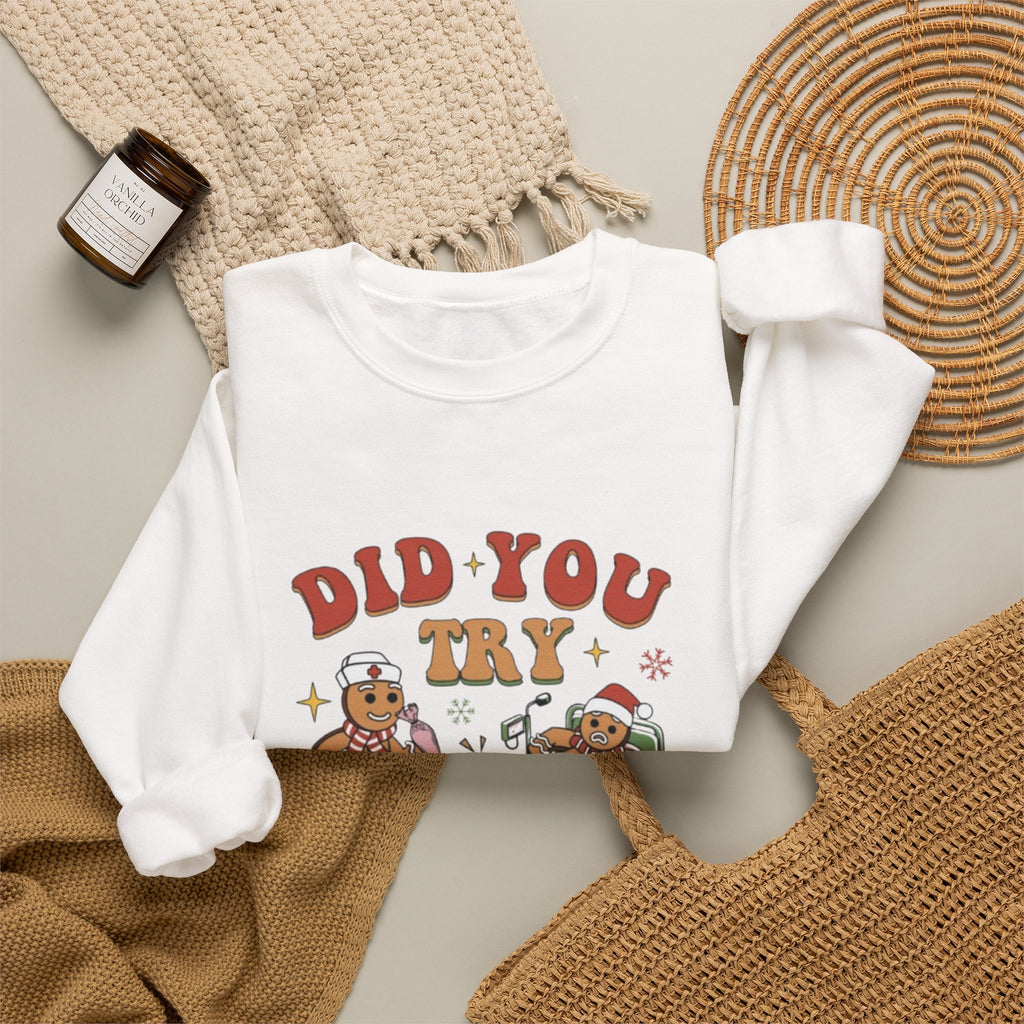 Holiday Gingerbread Sweatshirt — "Did You Try Icing It?" Cozy Christmas Crewneck by Printify