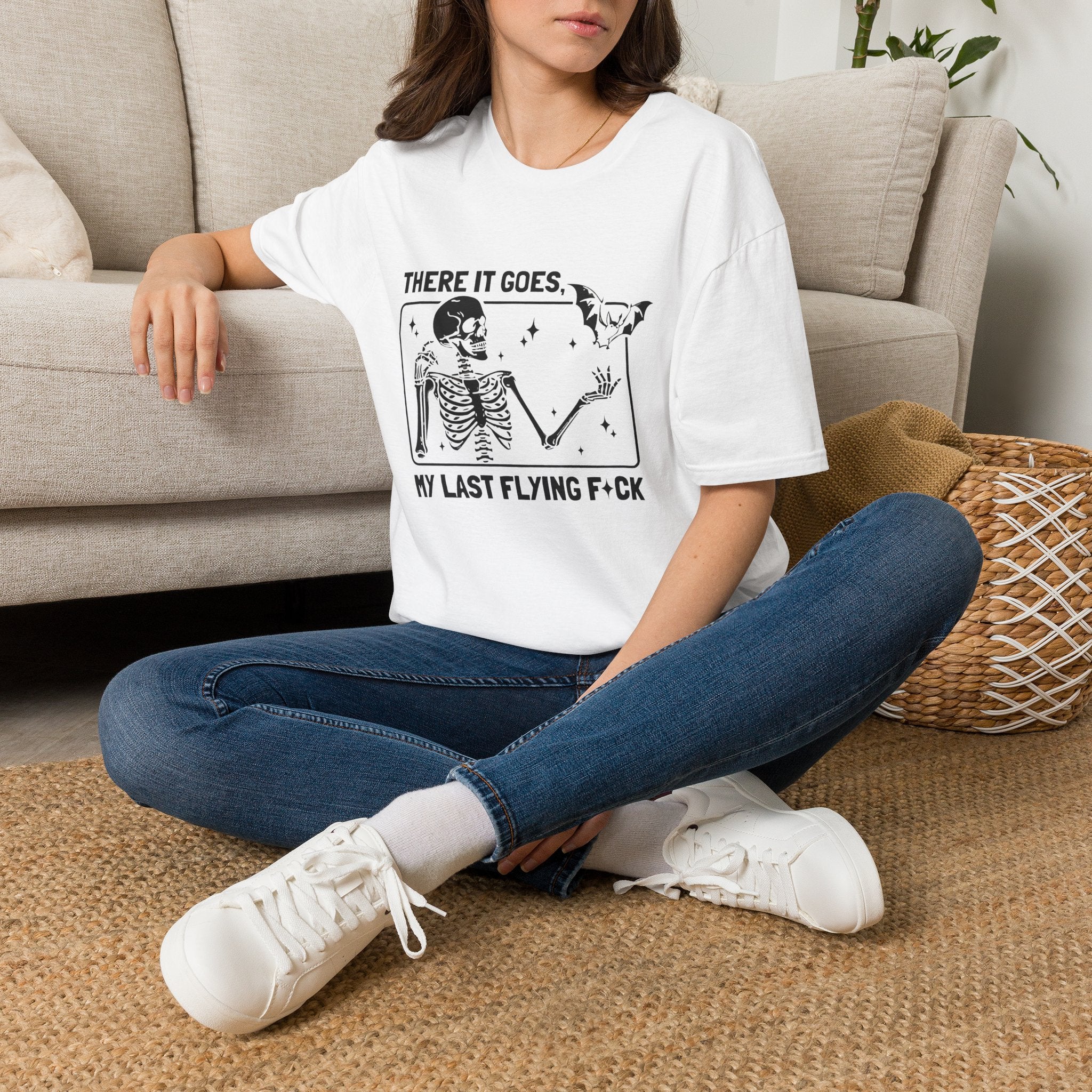There It Goes Skeleton Tee — “My Last Flying F*ck” Graphic T‑Shirt by Printify