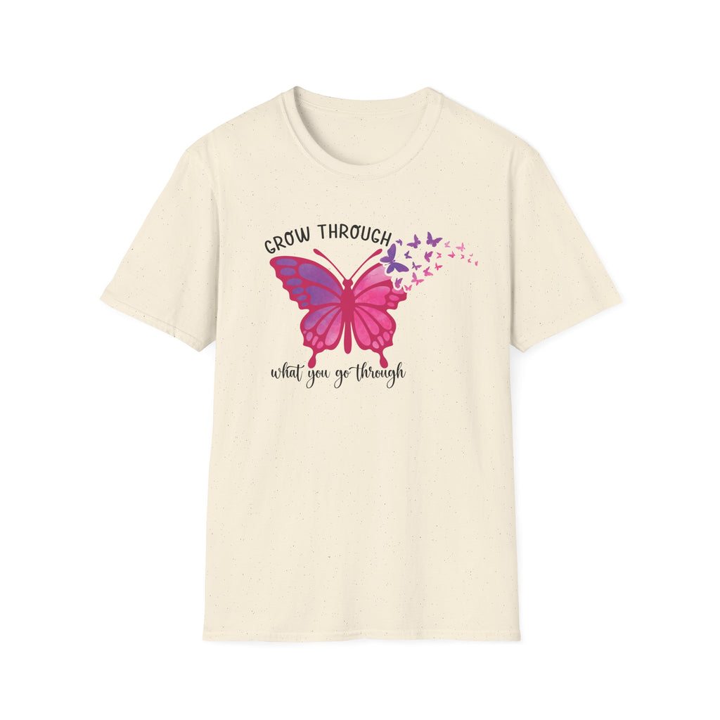 Grow Through What You Go Through Butterfly T-Shirt — Inspirational Women's Tee by Printify