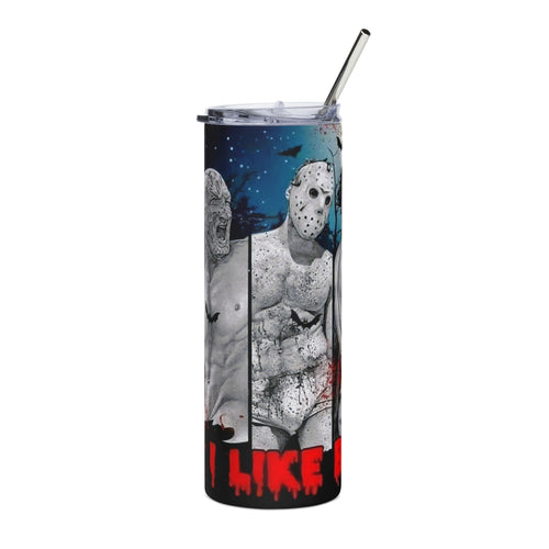 20oz Stainless Steel Horror Tumbler - Graphic Slasher Collage, 'I Like It' by Printify