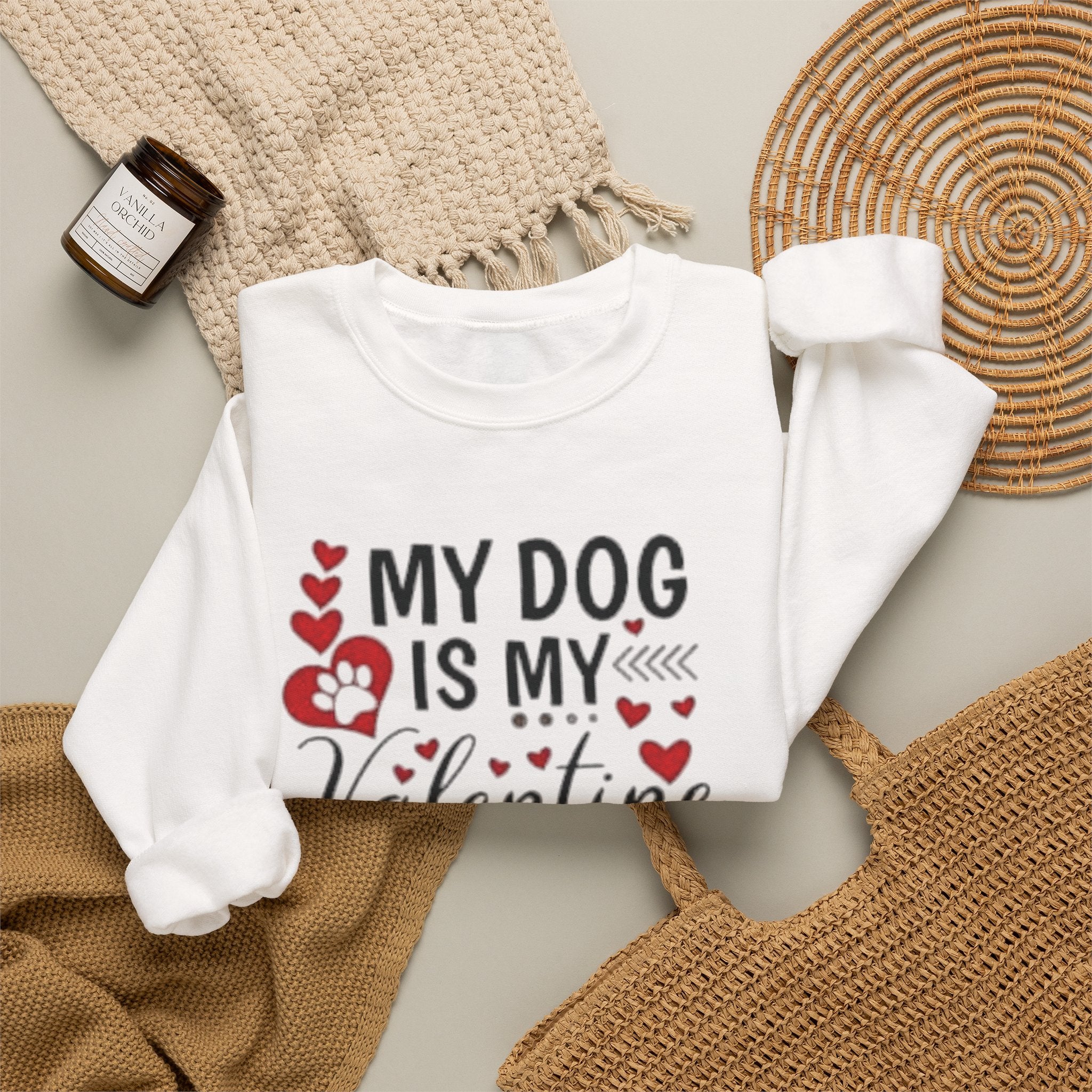 My Dog is My Valentine Sweatshirt, Valentine's Day Gift, Pet Lover Apparel, Valentine's Day Shirt, Dog Lover Gift by Printify