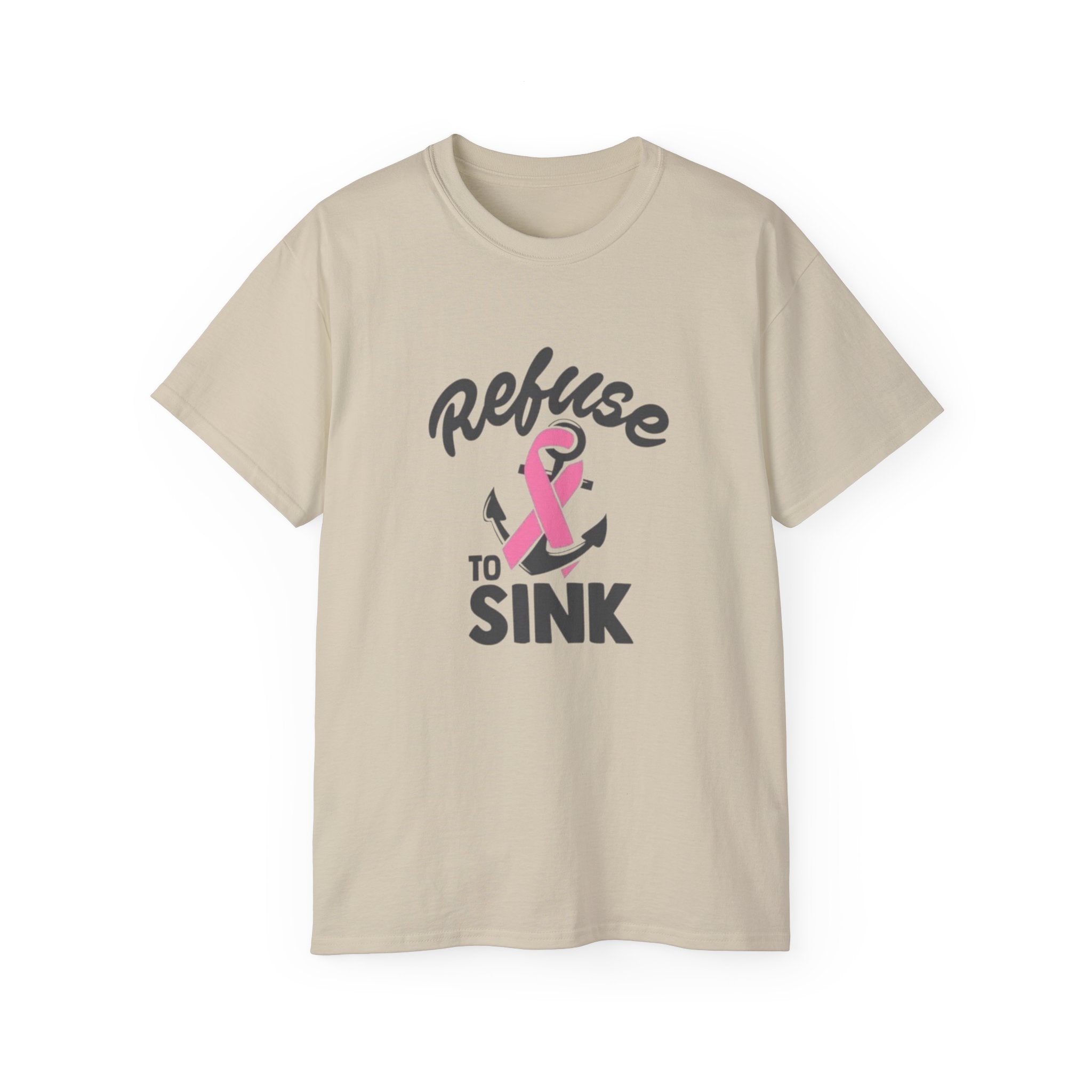 Refuse to Sink Anchor Breast Cancer Awareness T-Shirt by Printify