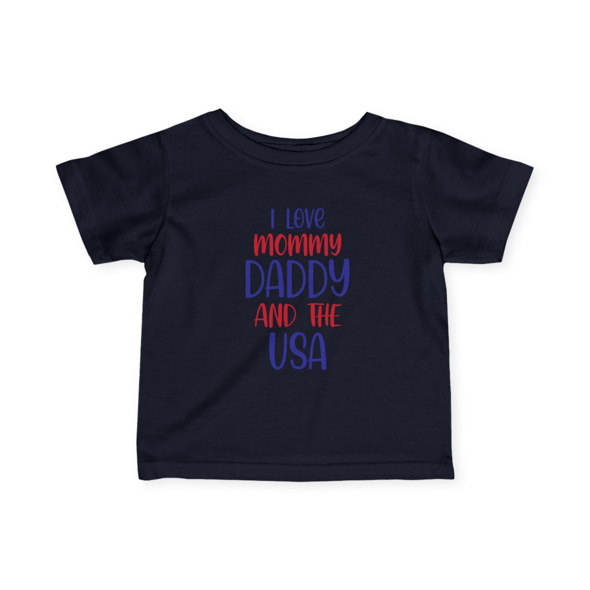 Infant USA Love Tee, Baby T-Shirt, Cute Baby Clothes, USA Holiday Outfit, Father's Day Gift, Family Celebration Shirt by Printify