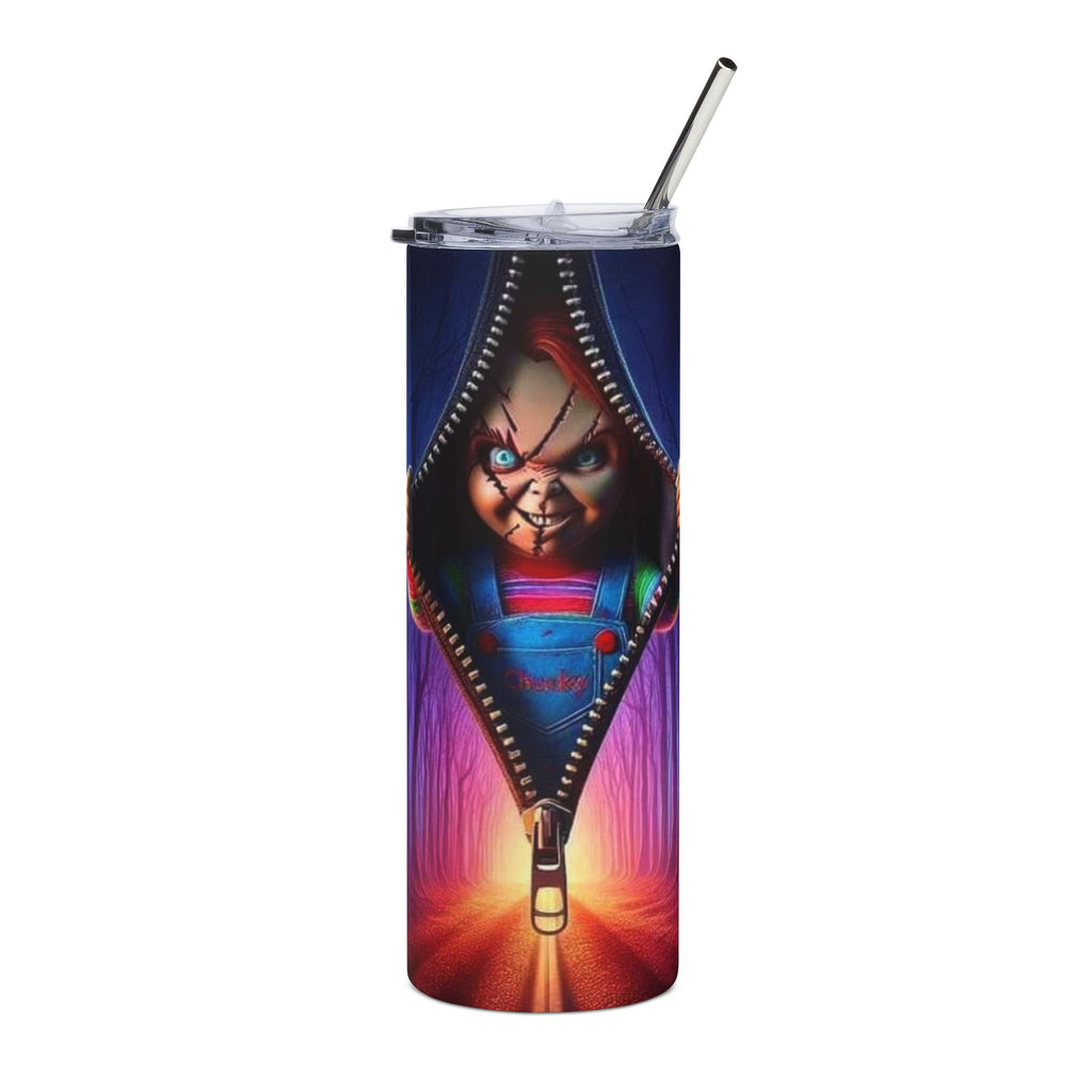 20oz Halloween Chucky Stainless Steel Tumbler — Horror Movie Zipper Design by Printify