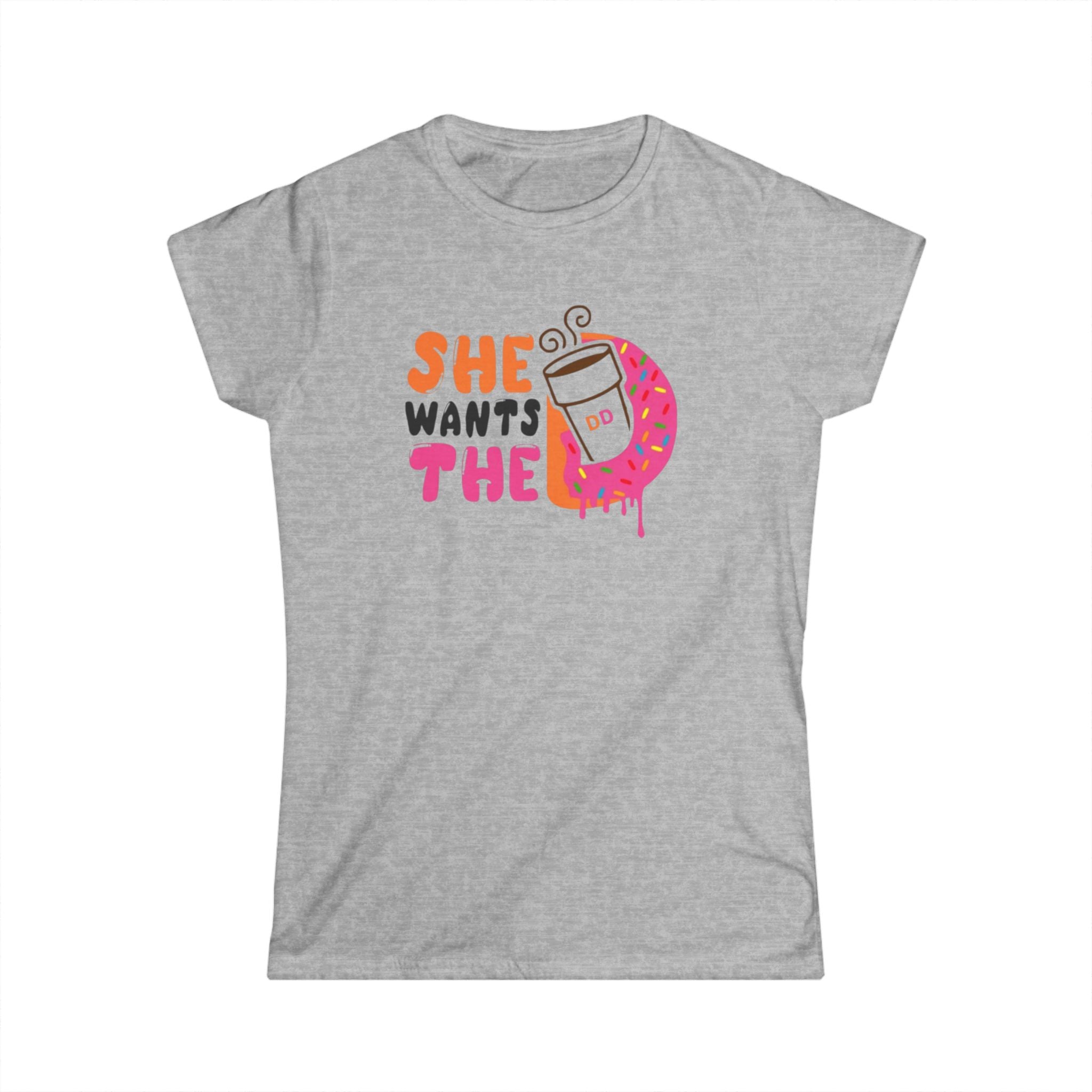 She Wants The Donut Tee — Funny Coffee & Donut Graphic Women's Shirt by Printify