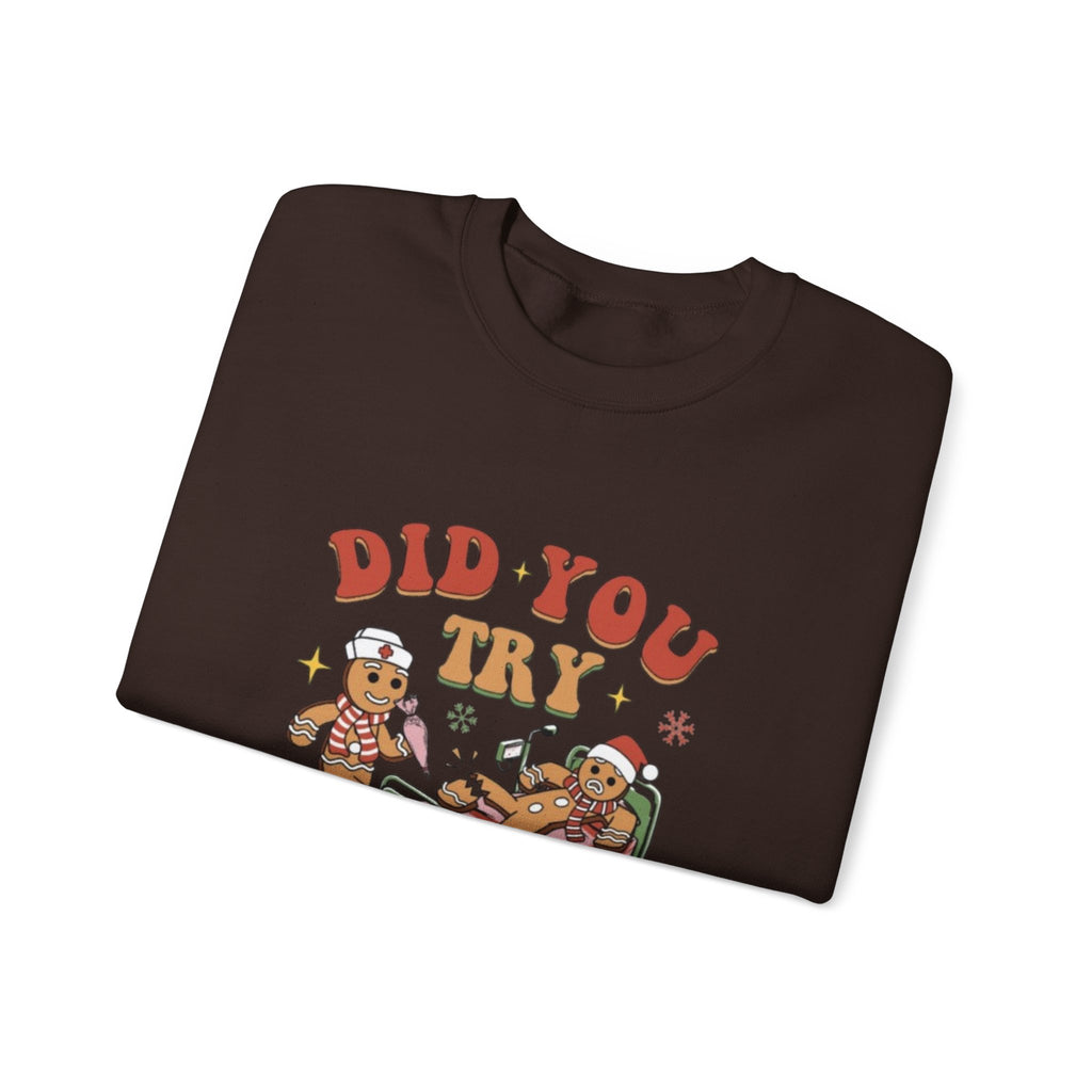 Holiday Gingerbread Sweatshirt — "Did You Try Icing It?" Cozy Christmas Crewneck by Printify