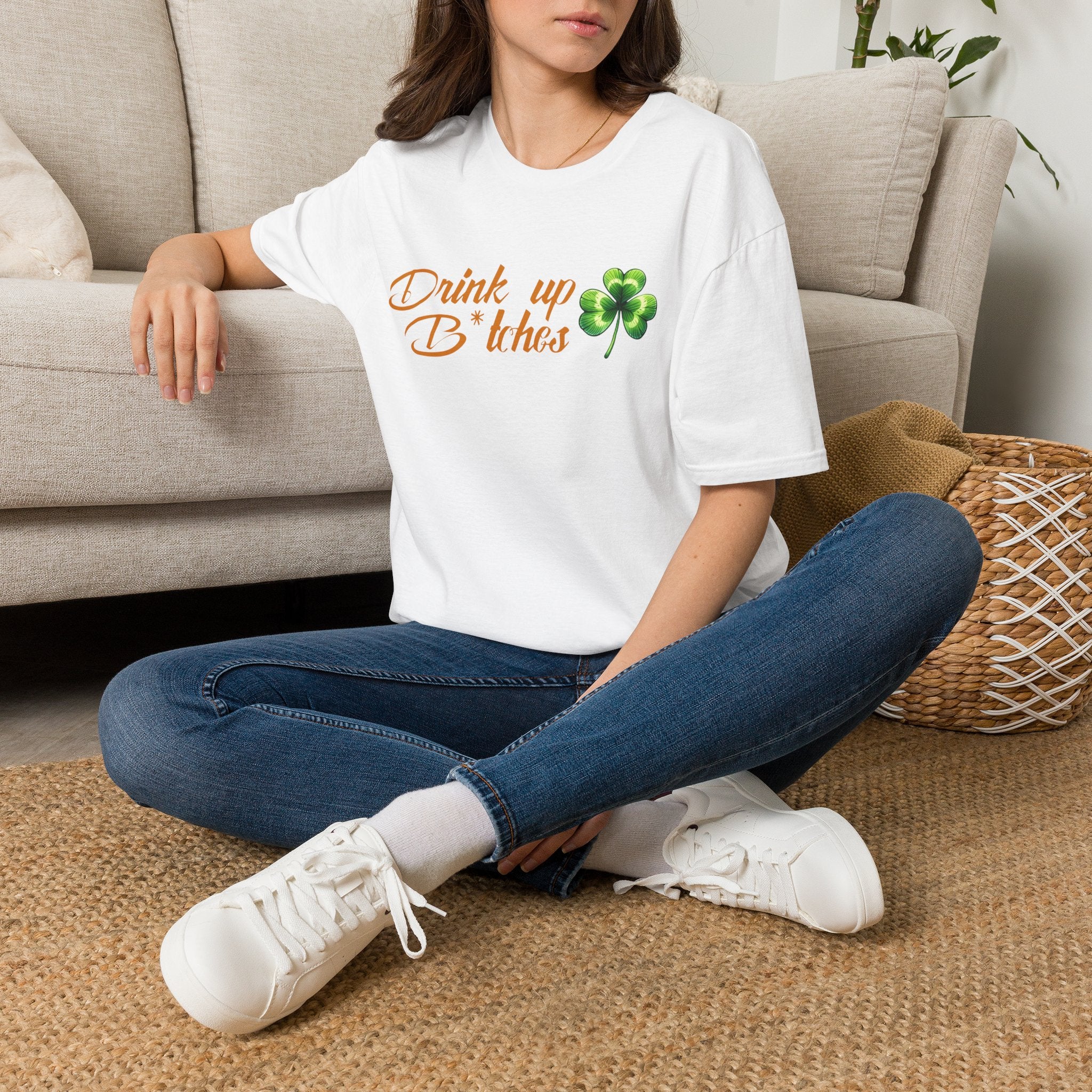 T-Shirt — "Drink Up B*tches" St. Patrick’s Day Shamrock Party Tee by Printify