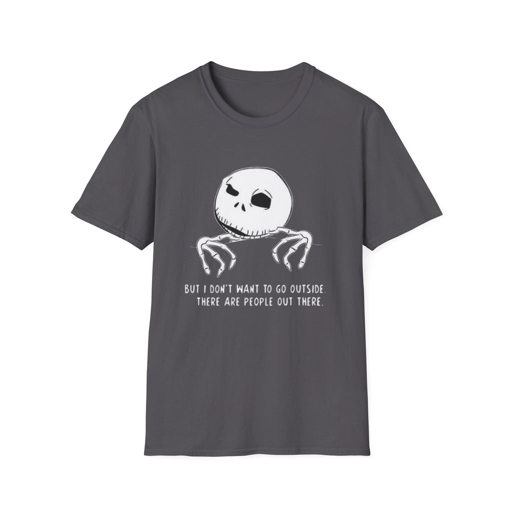 T-Shirt — Jack Skellington Peekaboo "No I Don’t Want To Go Outside" Halloween Tee by Printify