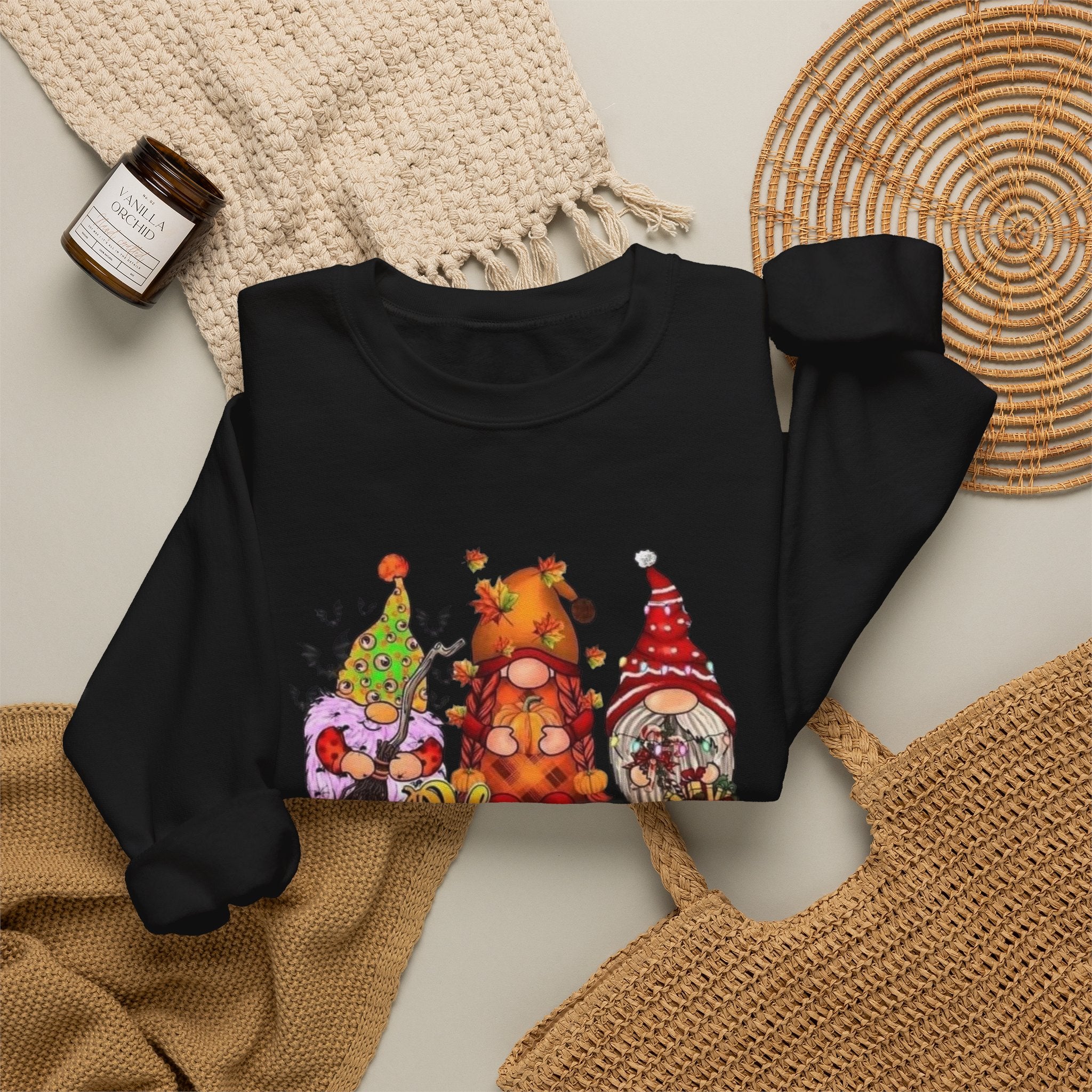 Festive Crewneck Sweatshirt - Hallo Thank-Smas Design, Fall Apparel, Winter Wardrobe Essential, Holiday Gift, Cozy Casual Wear by Printify