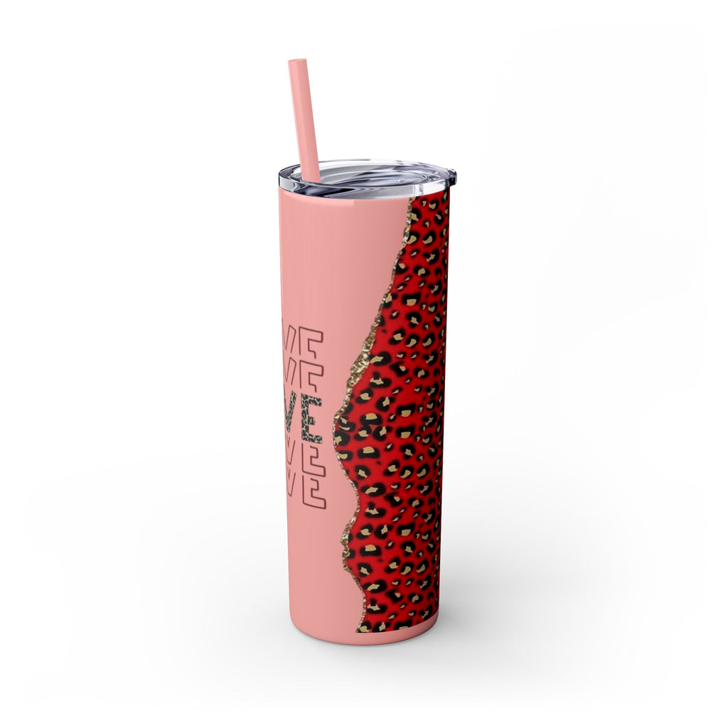 Love love Skinny Tumbler with Straw, 20oz by Printify