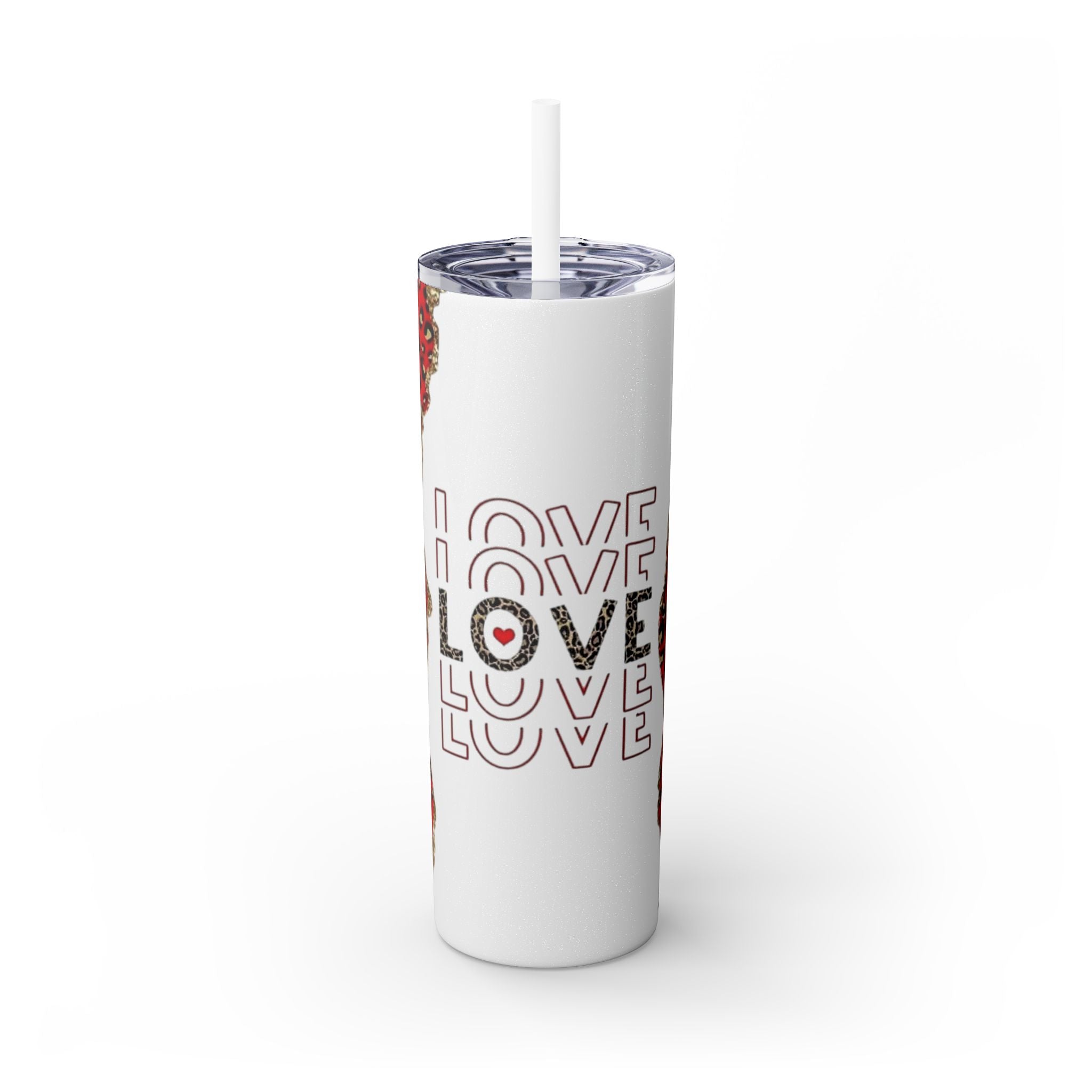 Love love Skinny Tumbler with Straw, 20oz by Printify