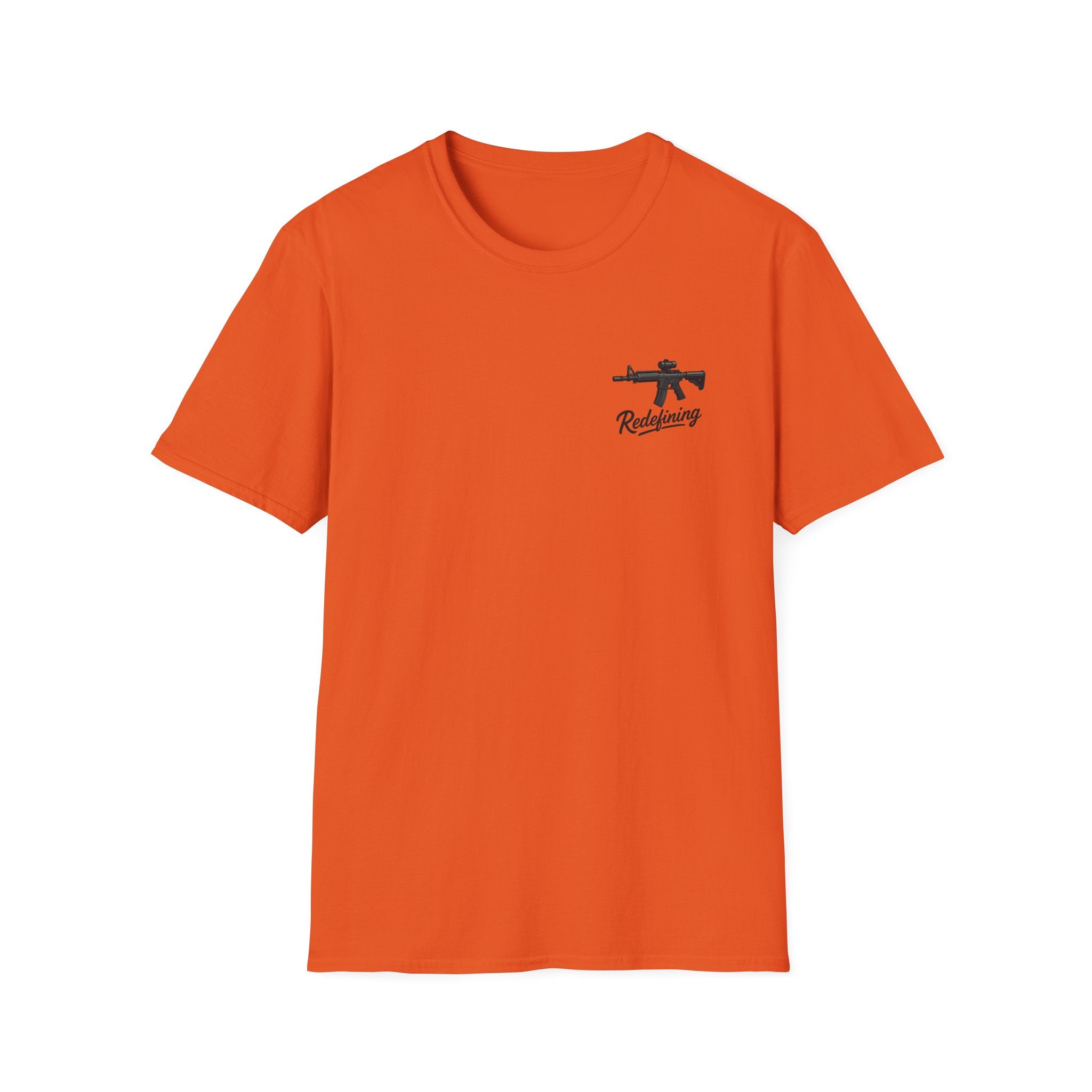 T-Shirt — 'Redefining' Rifle Graphic Pocket Tee by Printify