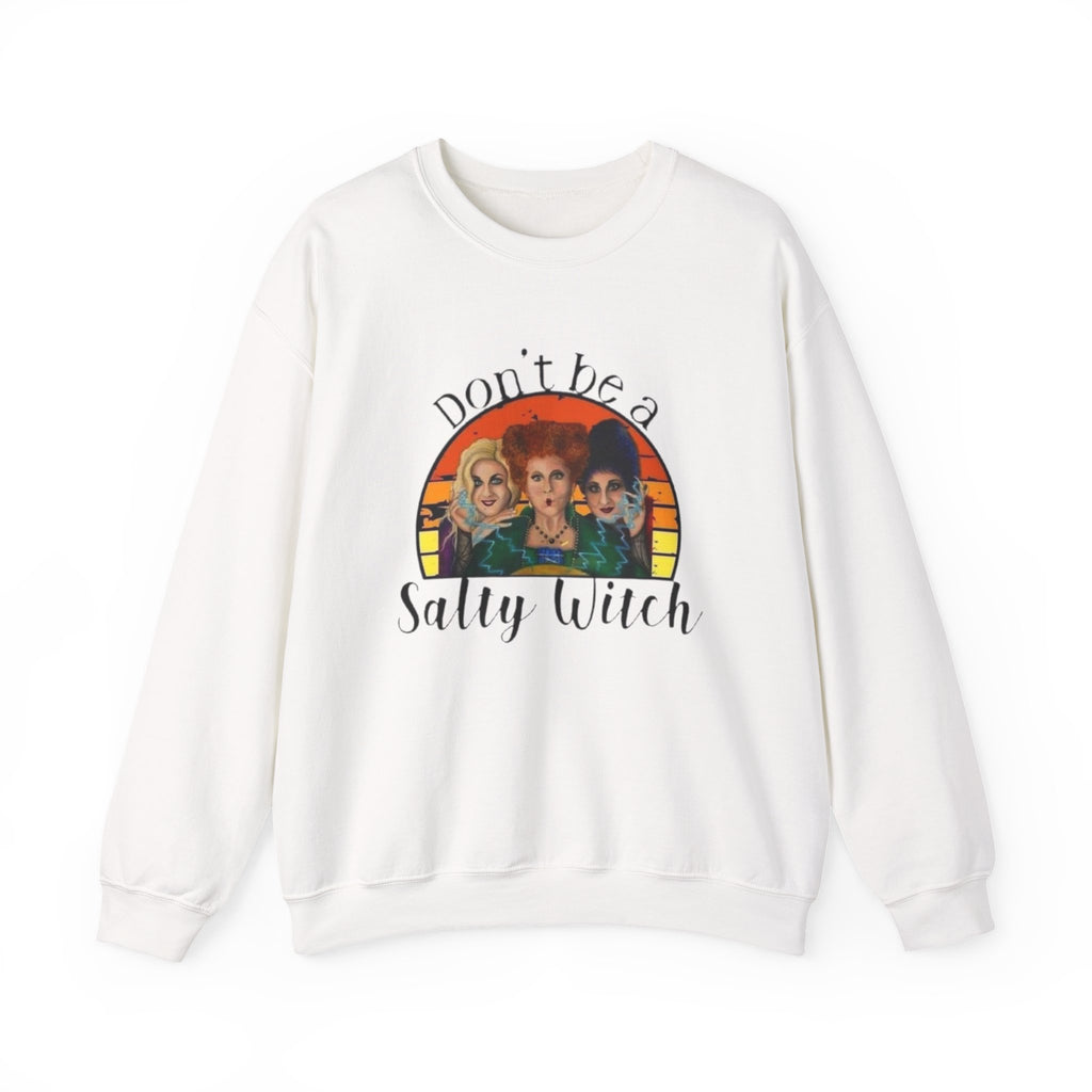 Don't Be a Salty Witch Crewneck Sweatshirt — Vintage Hocus Pocus Halloween Pullover by Printify
