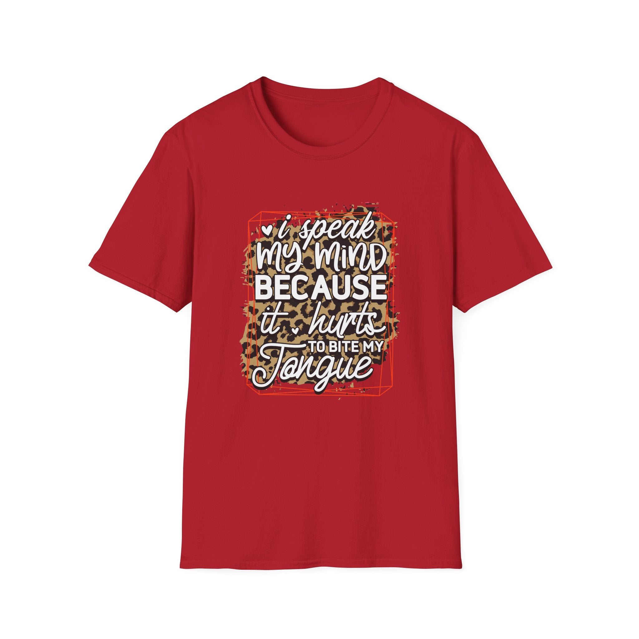 T-Shirt — “I Speak My Mind Because It Hurts to Bite My Tongue” Leopard Graphic by Printify