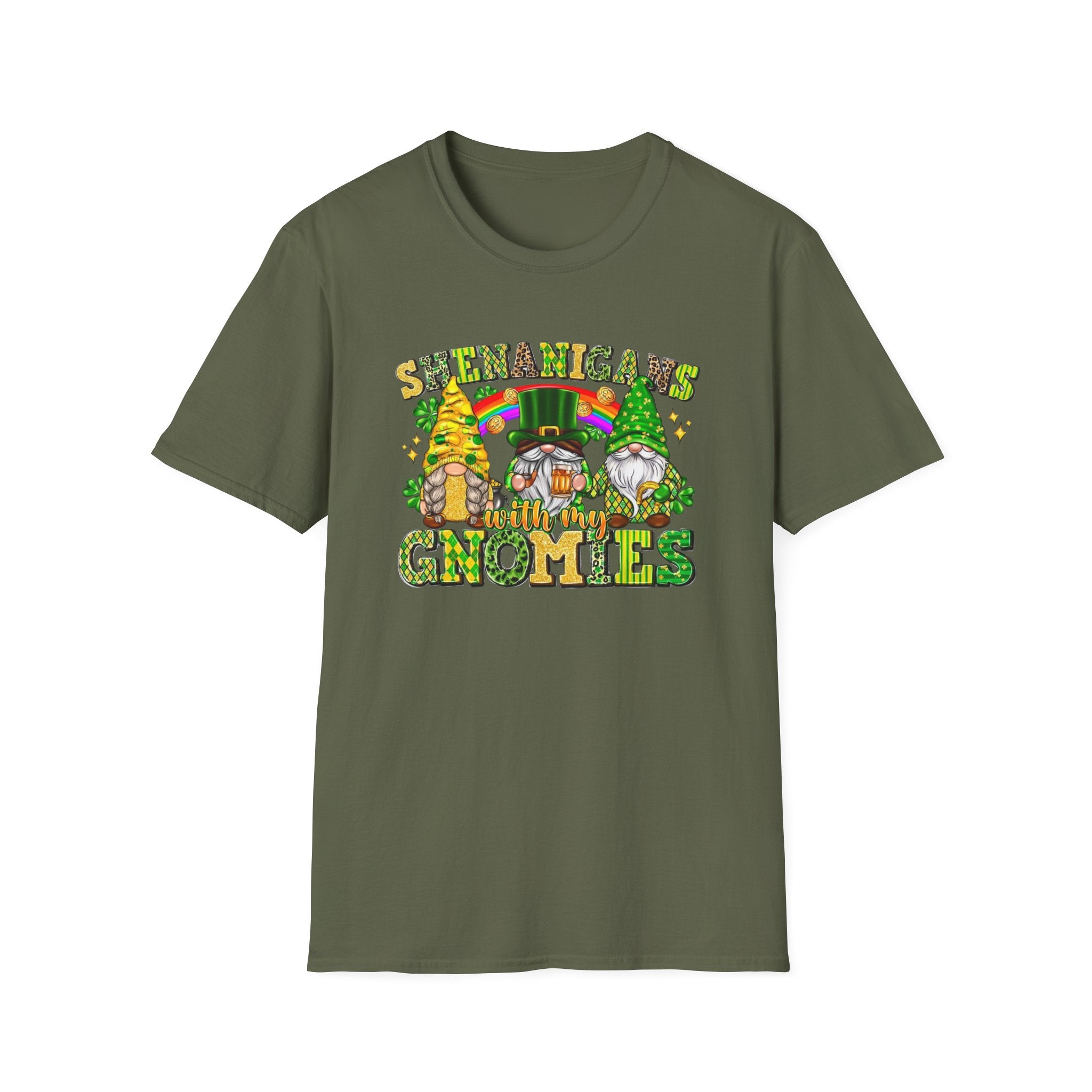 T-Shirt — "Shenanigans with My Gnomies" St. Patrick's Day Gnome Tee by Printify