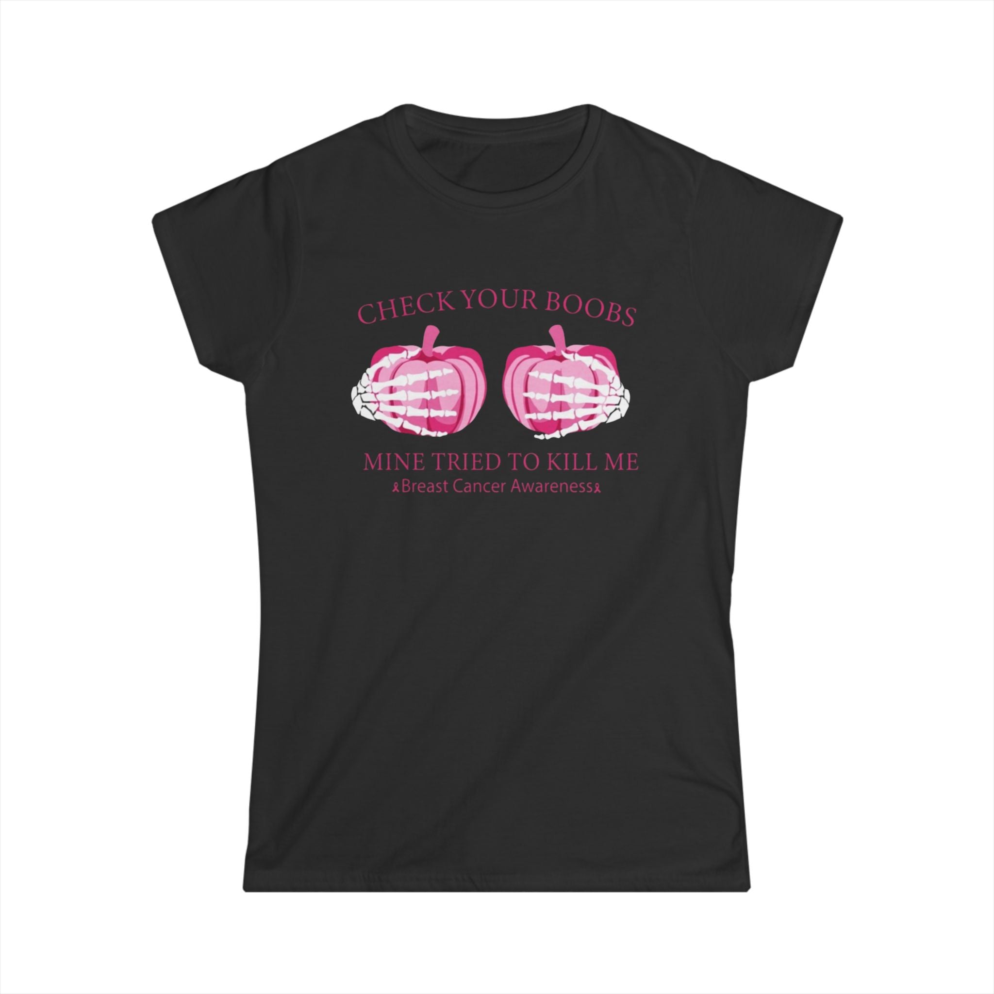 Breast Cancer Awareness Tee - Check Your Boobs T-Shirt for Women by Printify