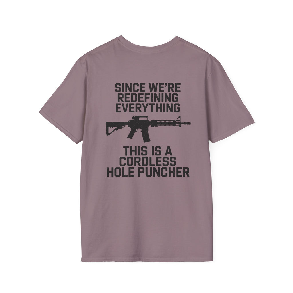 T-Shirt — 'Redefining' Rifle Graphic Pocket Tee by Printify