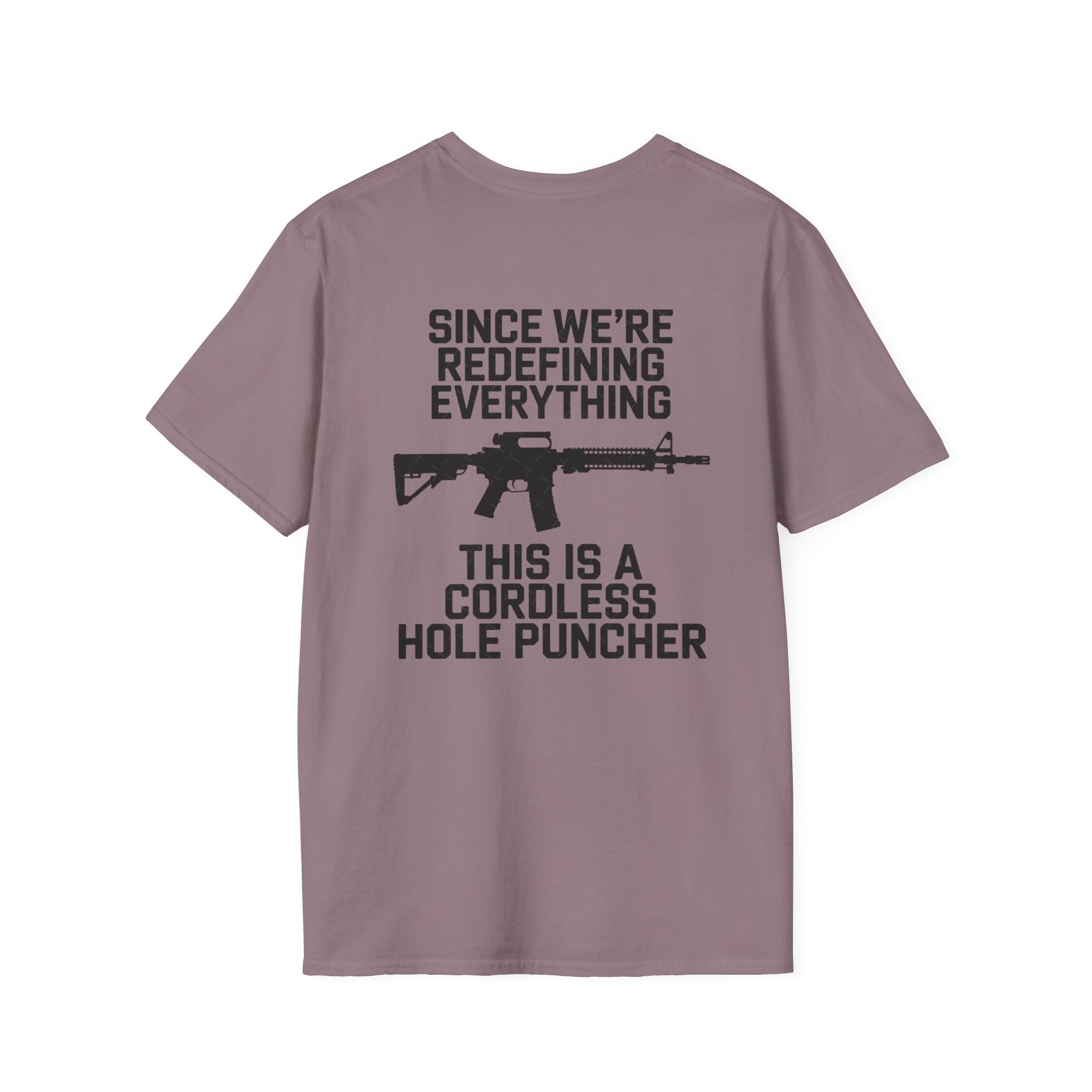 T-Shirt — 'Redefining' Rifle Minimalist Graphic Tee by Printify