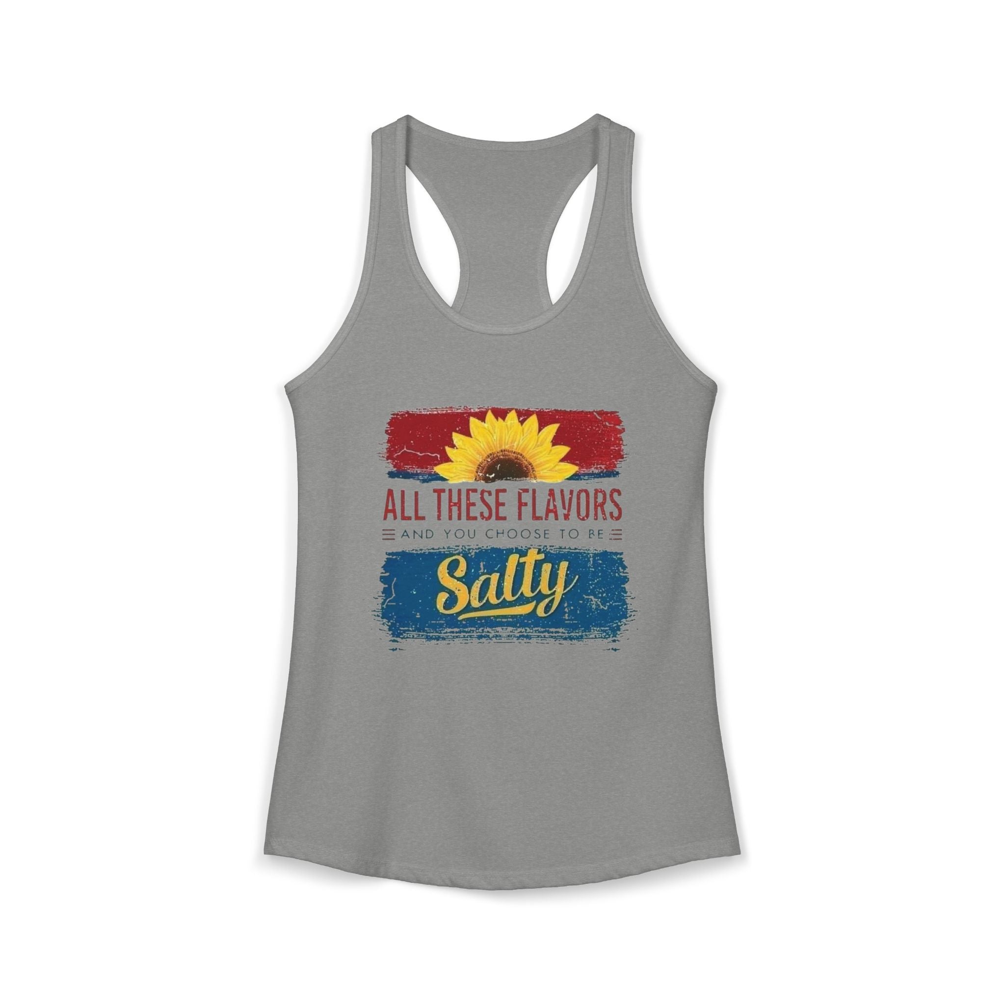 Salty Flavors Racerback Tank Top, Casual Summer Shirt, Beach Wear, Gift for Friends, Fun Party Top, Outdoor Activities by Printify