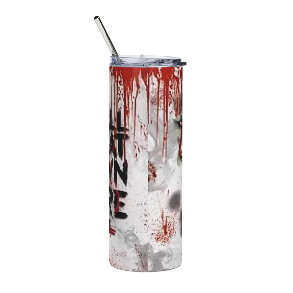 Horror Tumbler — Creepy Clown 'We All Float Down Here' 20oz Stainless Steel Travel Cup by Printify