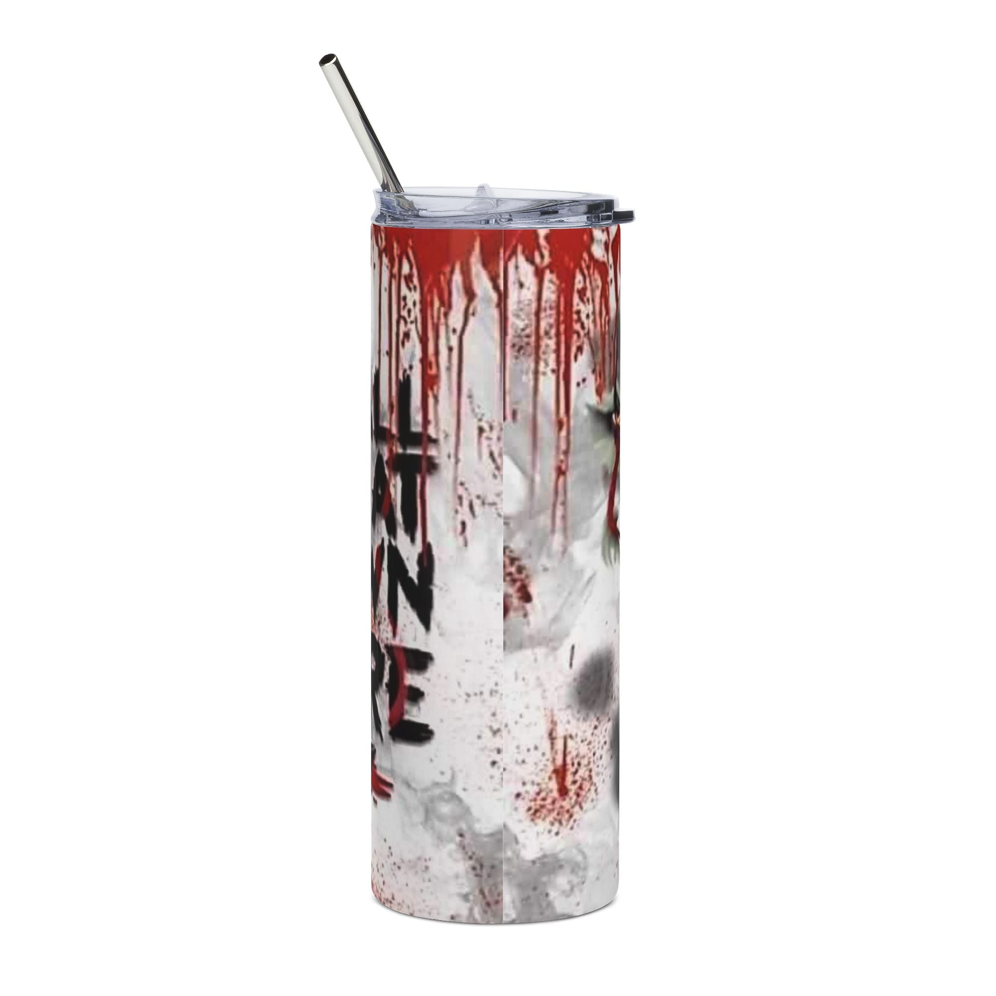 Horror Tumbler — Creepy Clown 'We All Float Down Here' 20oz Stainless Steel Travel Cup by Printify