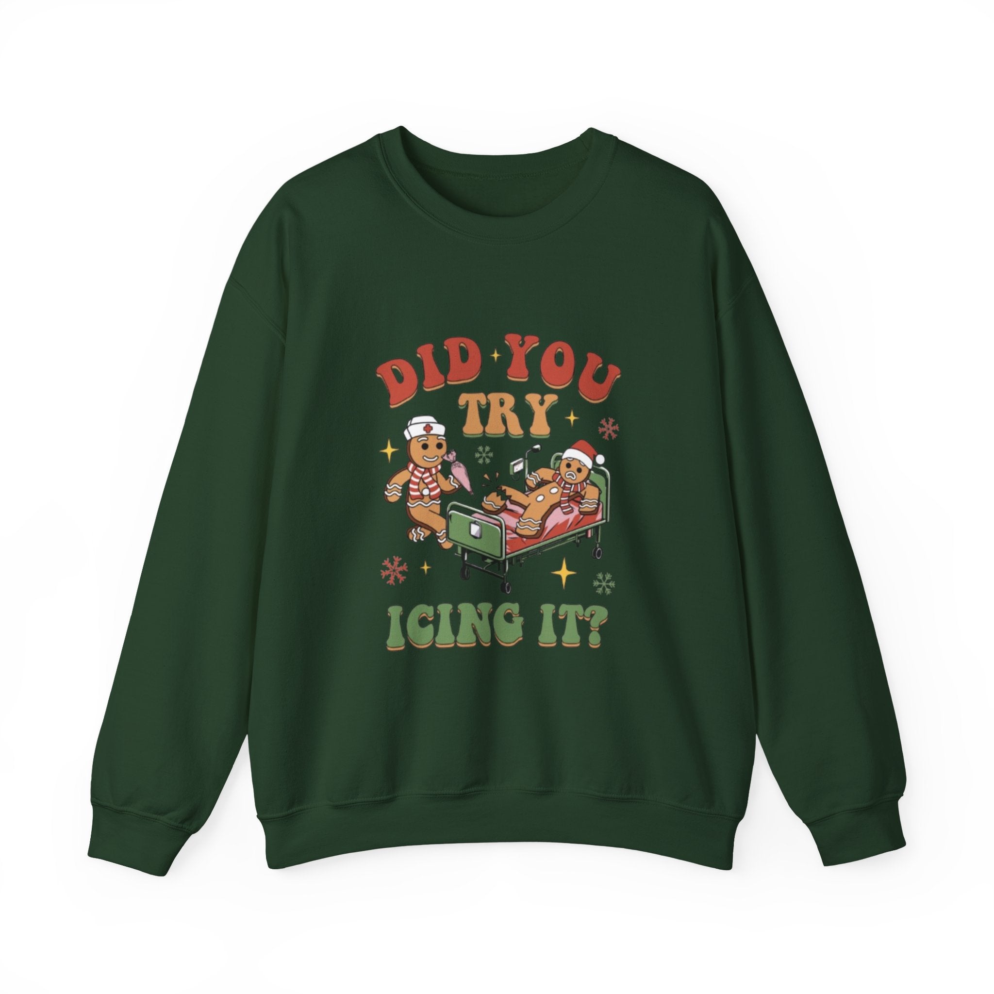 Holiday Gingerbread Sweatshirt — "Did You Try Icing It?" Cozy Christmas Crewneck by Printify