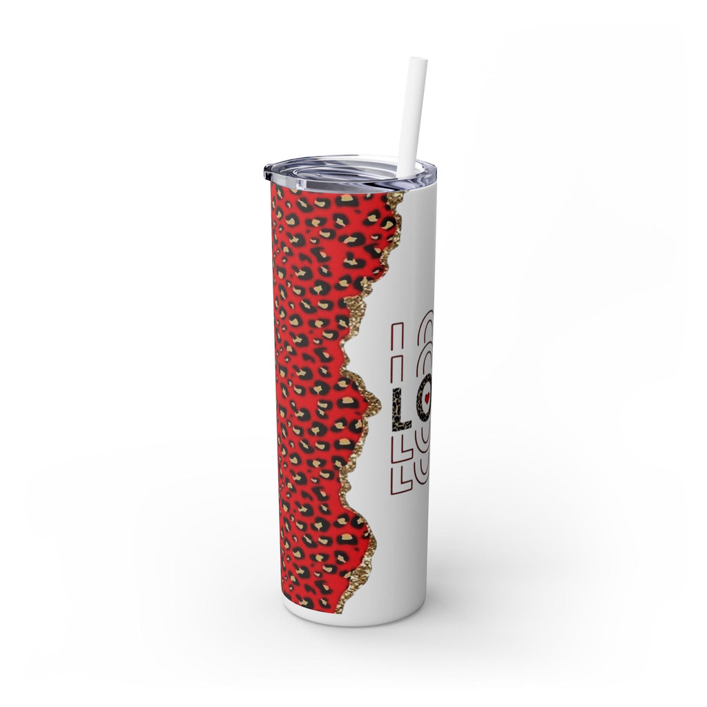 Love love Skinny Tumbler with Straw, 20oz by Printify