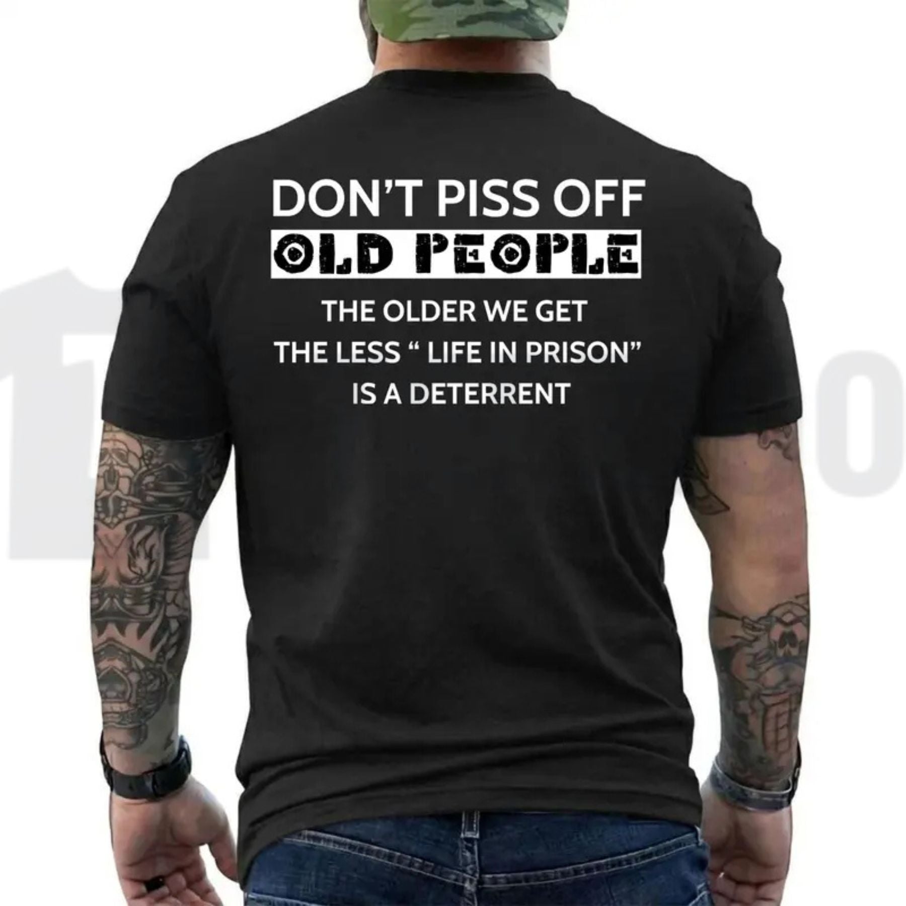 The Less Life In Prison Is A Deterrent Funny Old People Retro Graphic T-Shirt by Teezioo