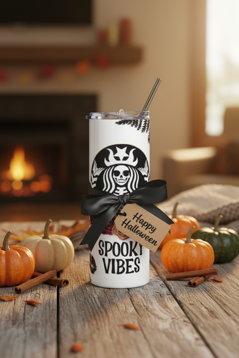 Spooky Vibes 20oz Stainless Tumbler by Printify