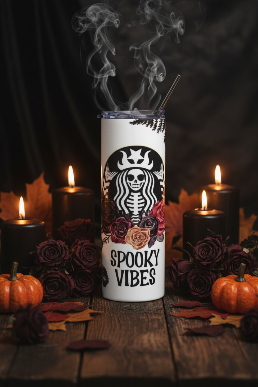 Spooky Vibes 20oz Stainless Tumbler by Printify