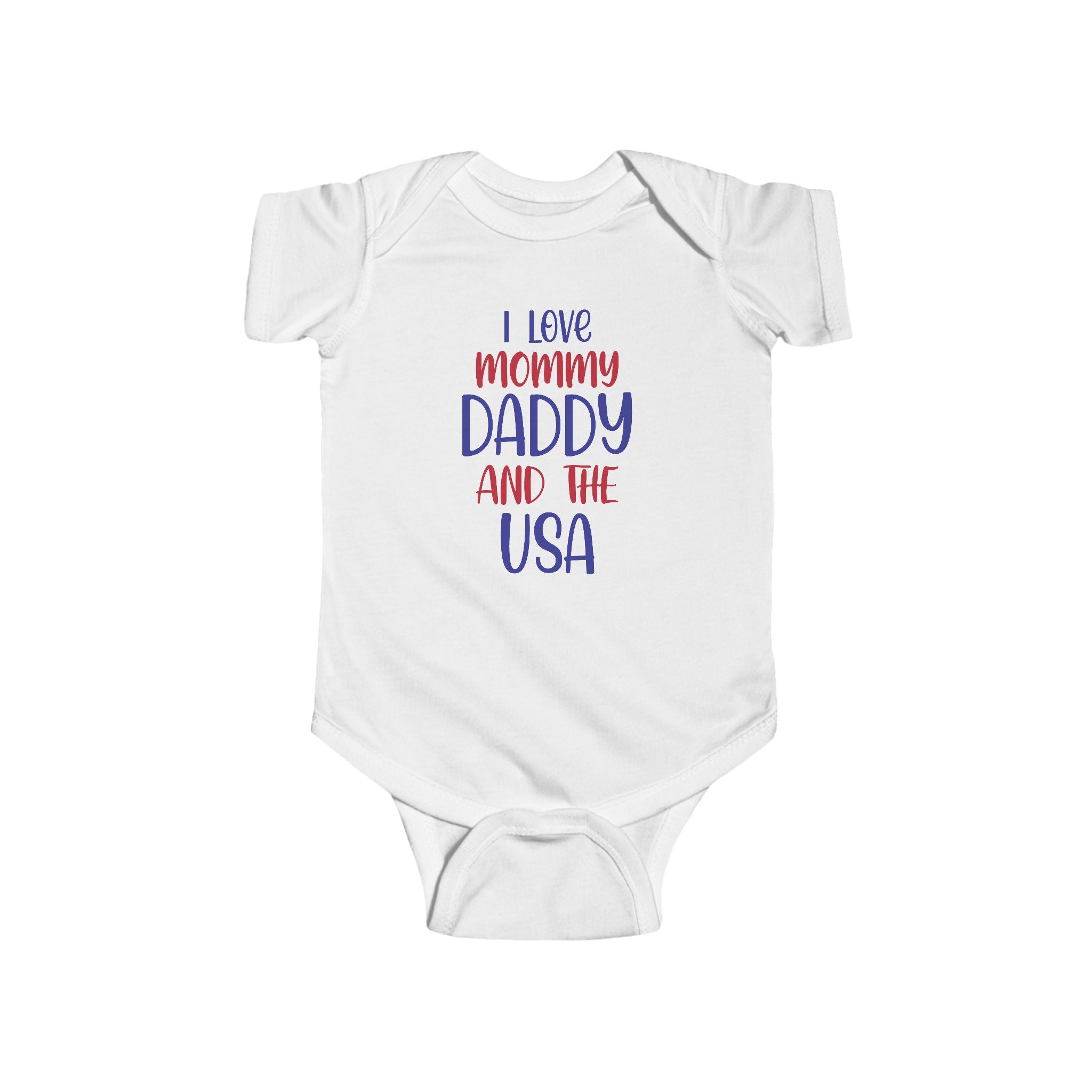 I Love Mommy Daddy and the USA Infant Bodysuit, Baby Gift, Toddler Clothing, Patriotic Baby Outfit, 4th of July Outfit, Cute Baby Clothes by Printify